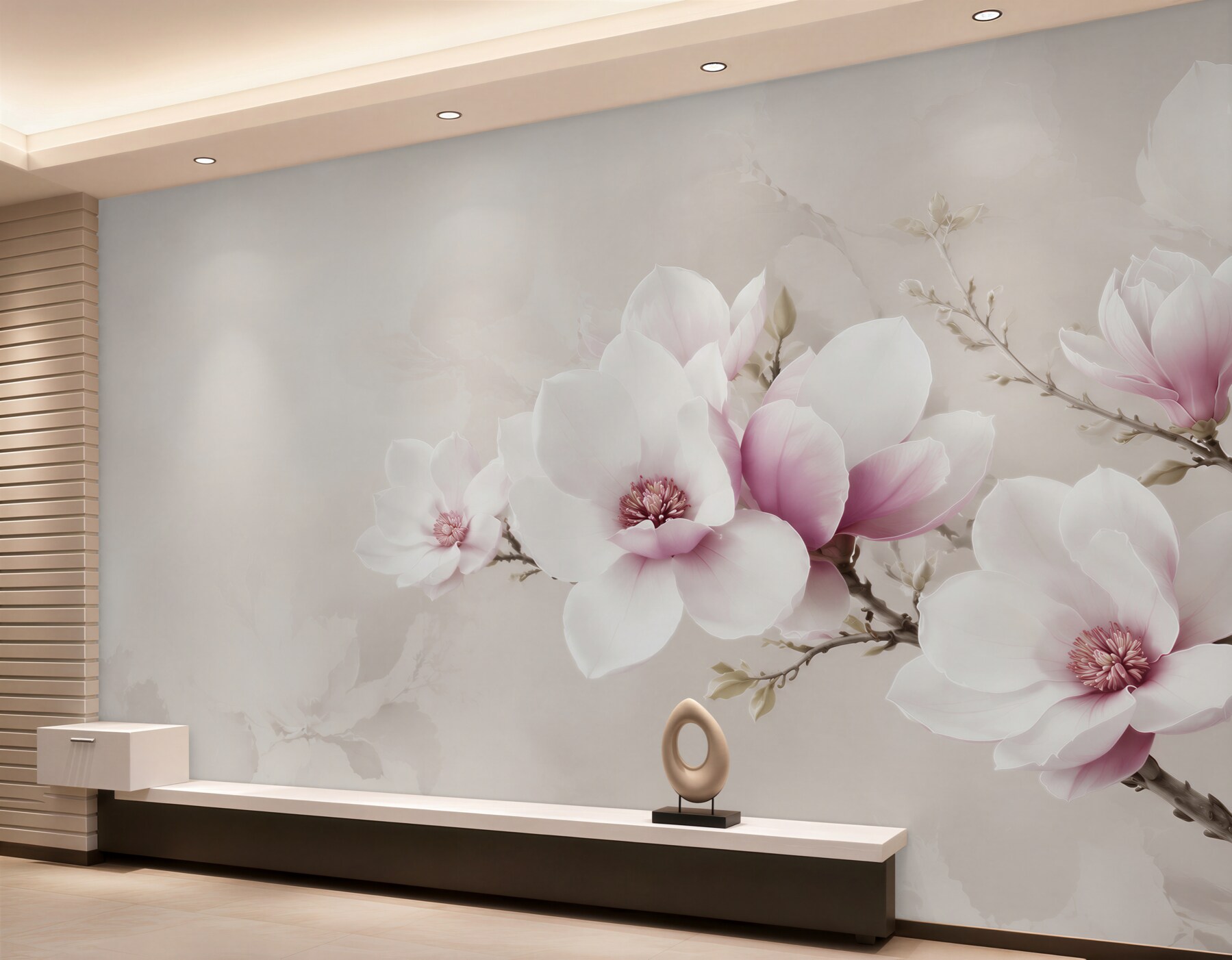 Fototapeta magnolie biało różowe na gałęzi elegancka?v2345
