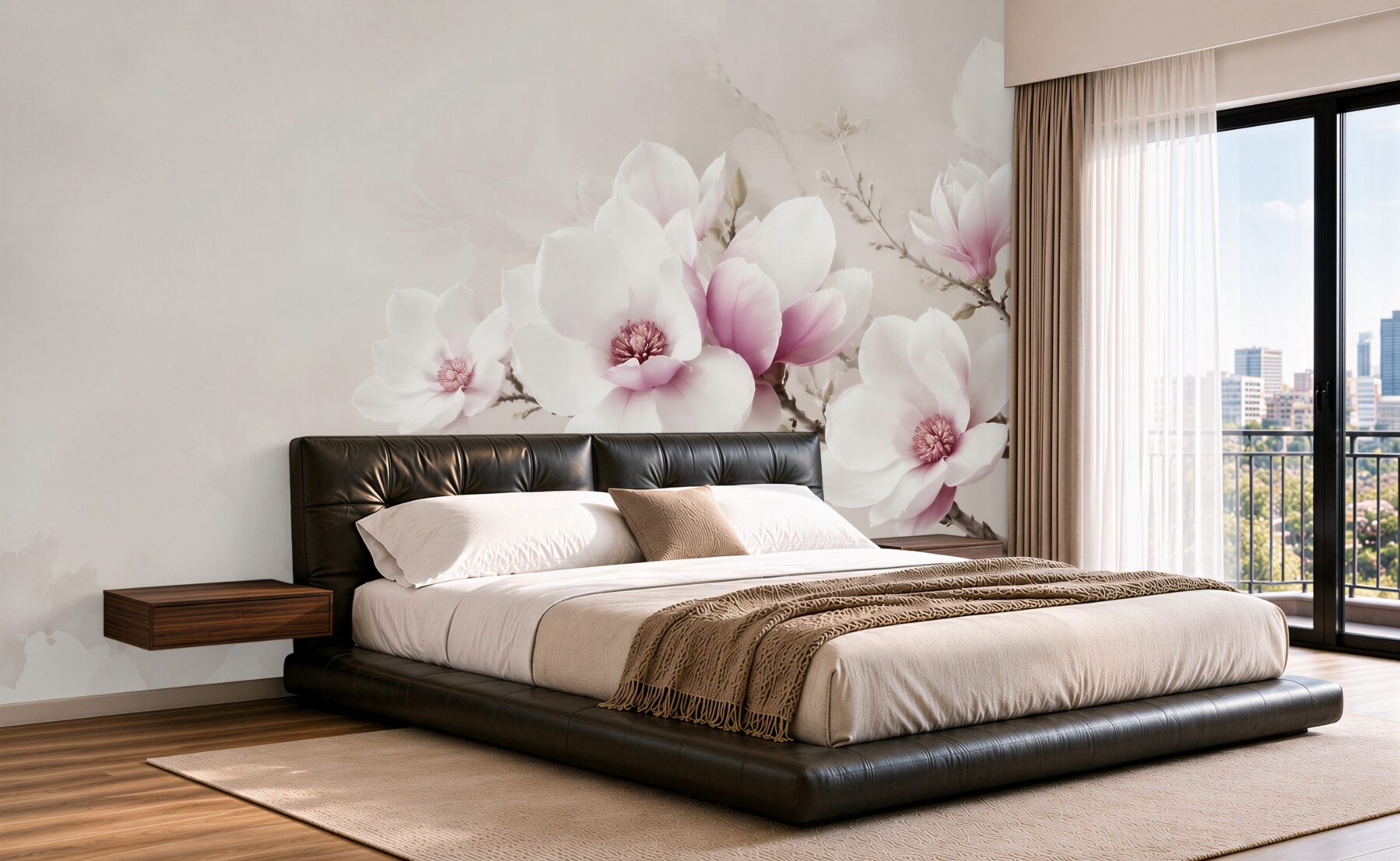 Fototapeta magnolie biało różowe na gałęzi elegancka?v2345
