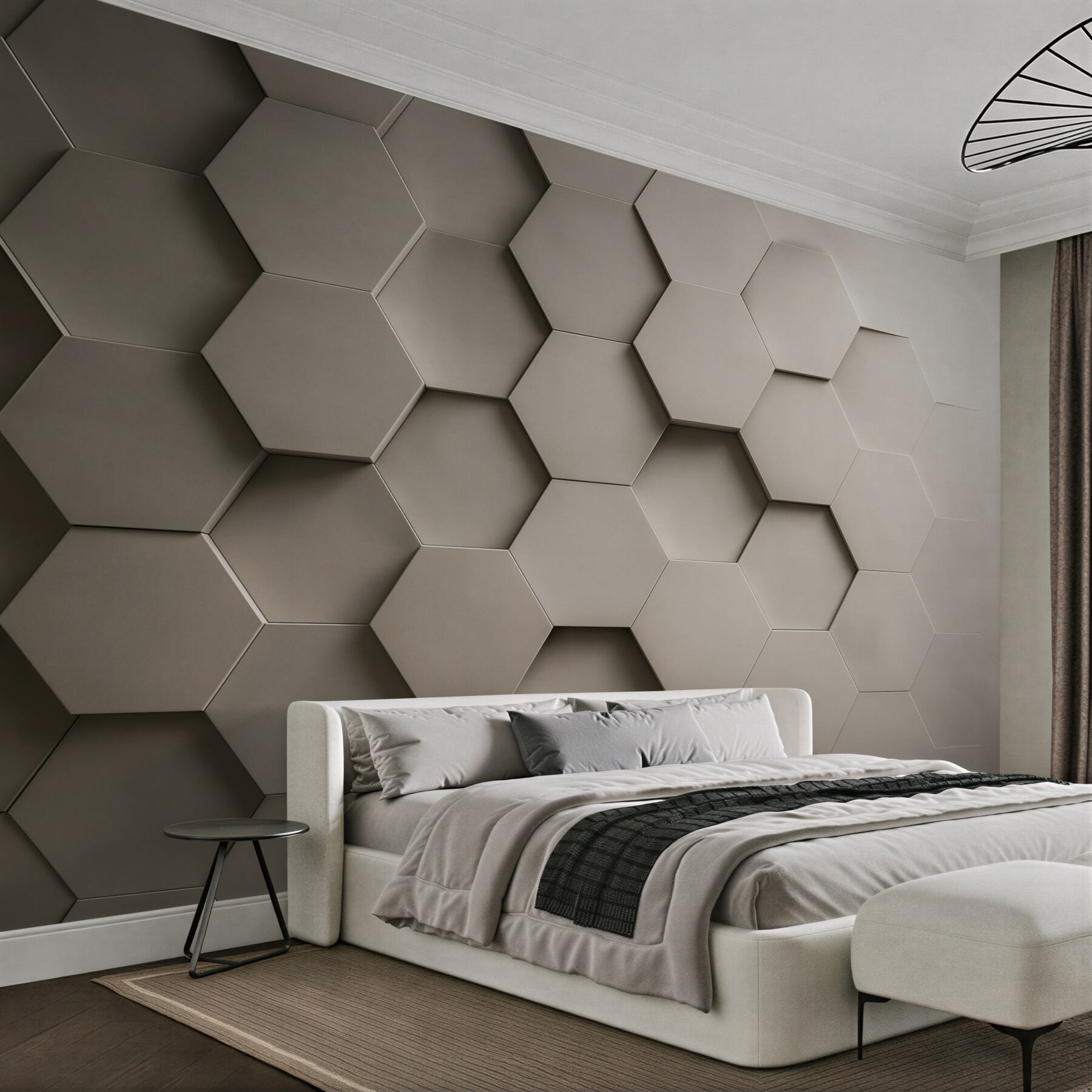 Fototapeta geometryczne heksagony 3D beżowe nowoczesne?v2345