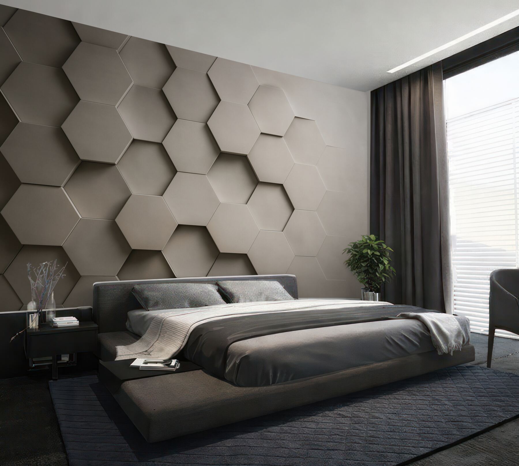 Fototapeta geometryczne heksagony 3D beżowe nowoczesne