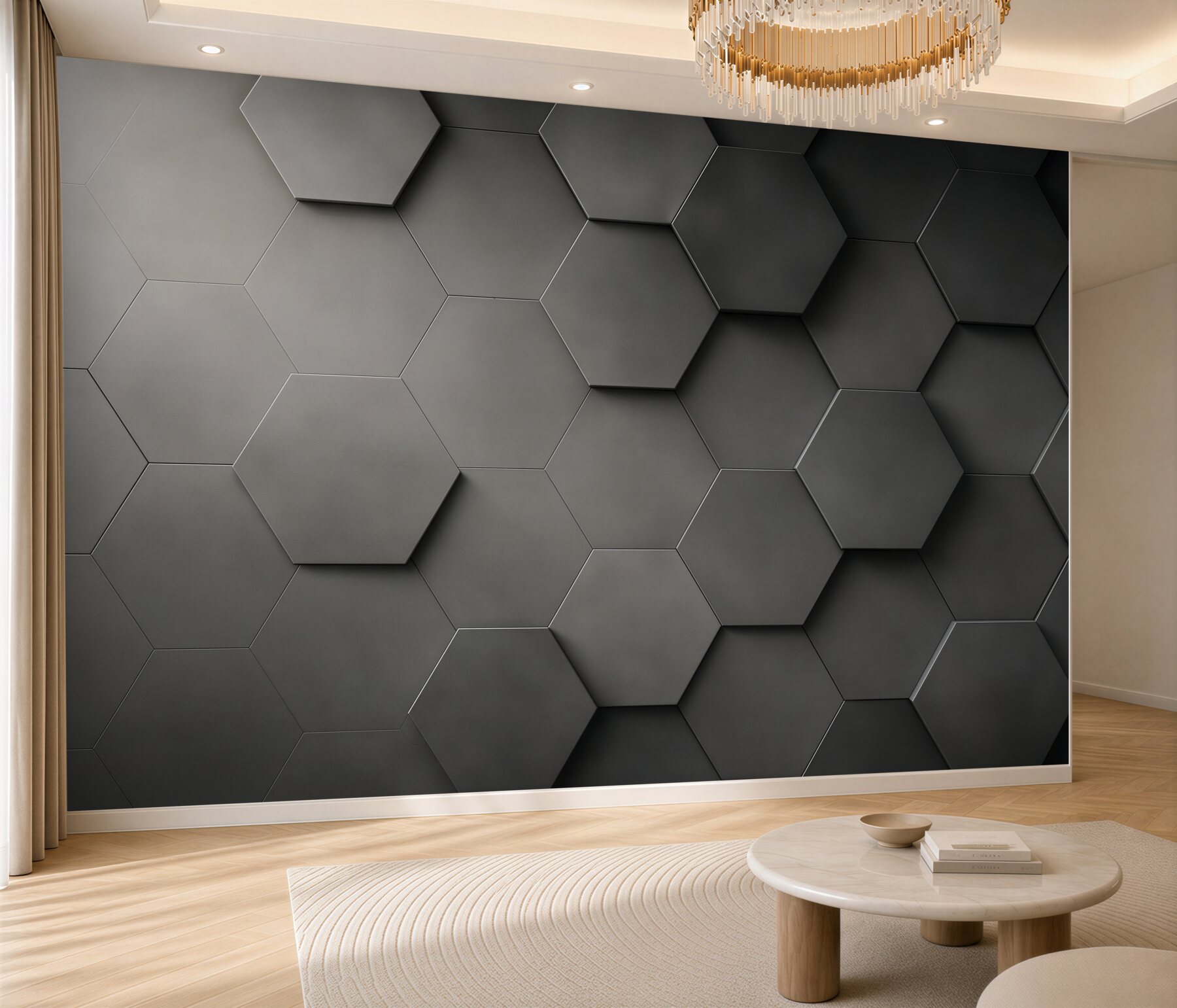 Fototapeta geometryczne heksagony 3D grafitowe loftowe?v2345