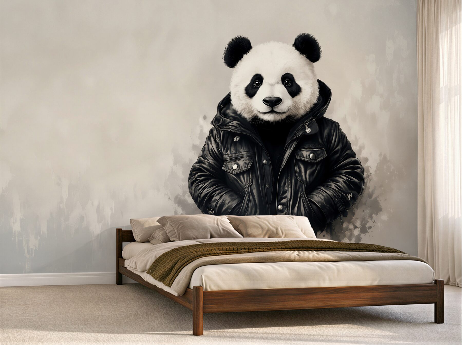 Fototapeta panda w czarnej kurtce nowoczesny styl street art?v2345