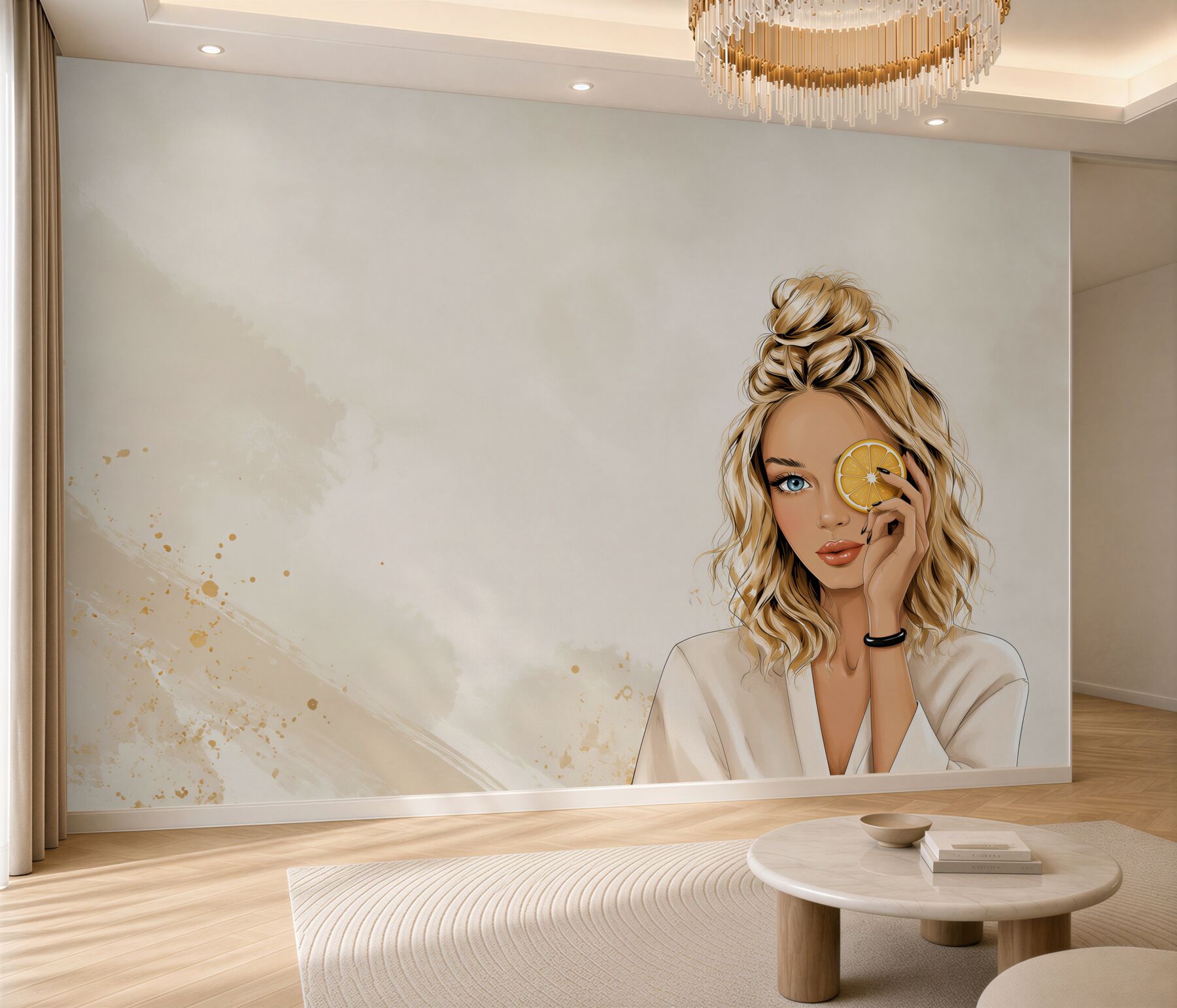 Fototapeta kobieta z pomarańczą nowoczesna ilustracja beauty?v2345