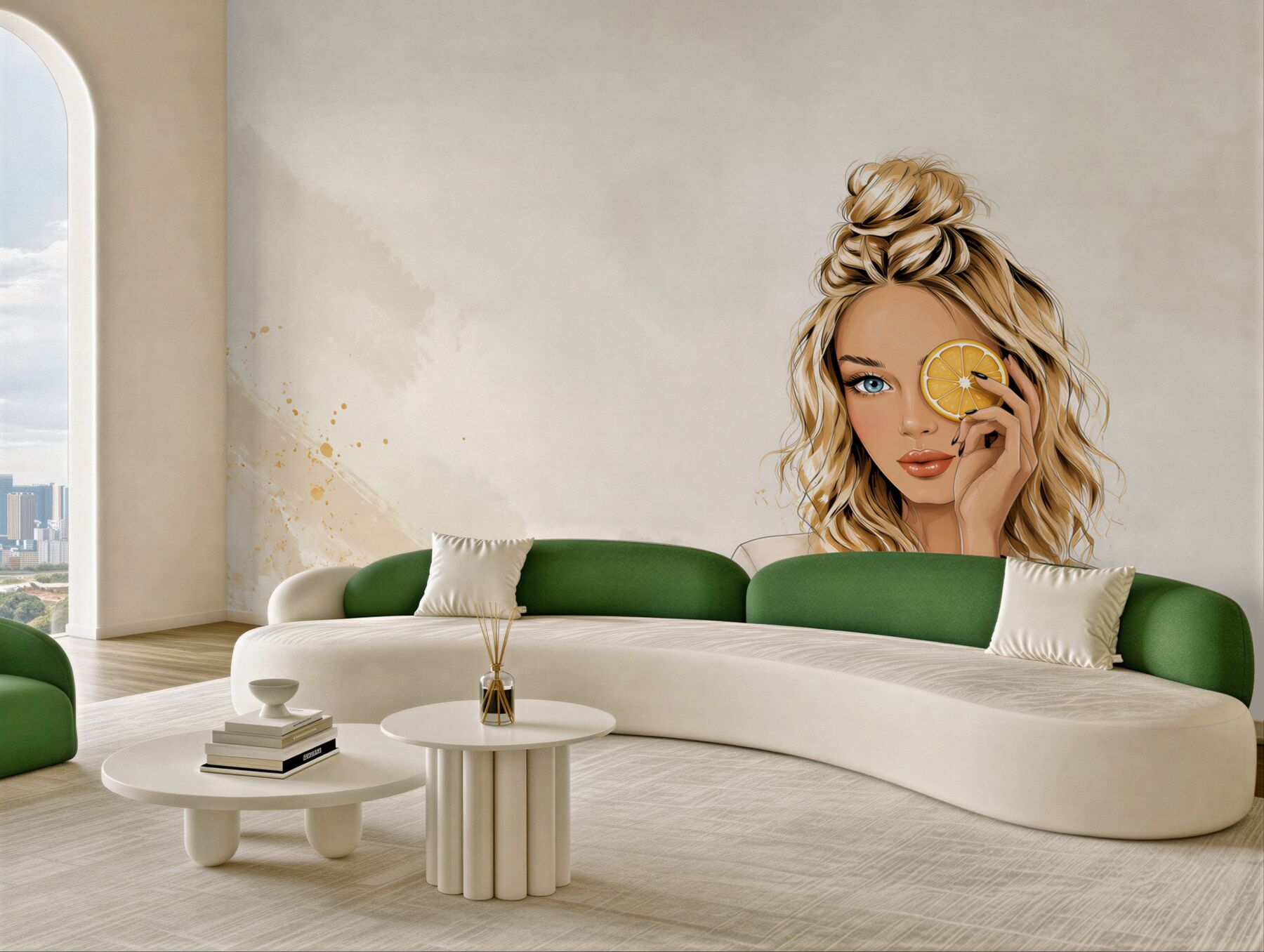 Fototapeta kobieta z pomarańczą nowoczesna ilustracja beauty?v2345