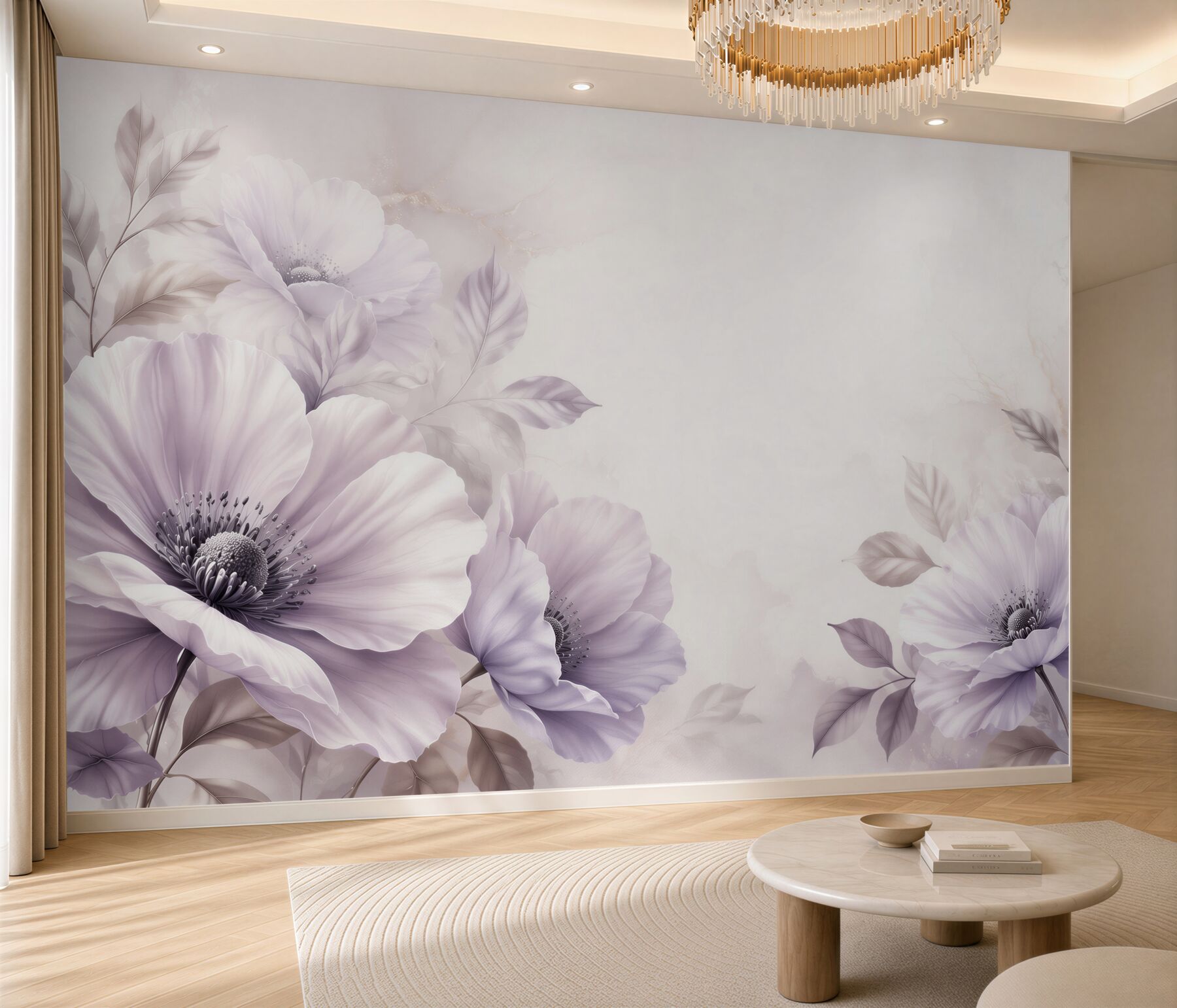 Fototapeta jasnofioletowe anemony na subtelnym tle elegancka