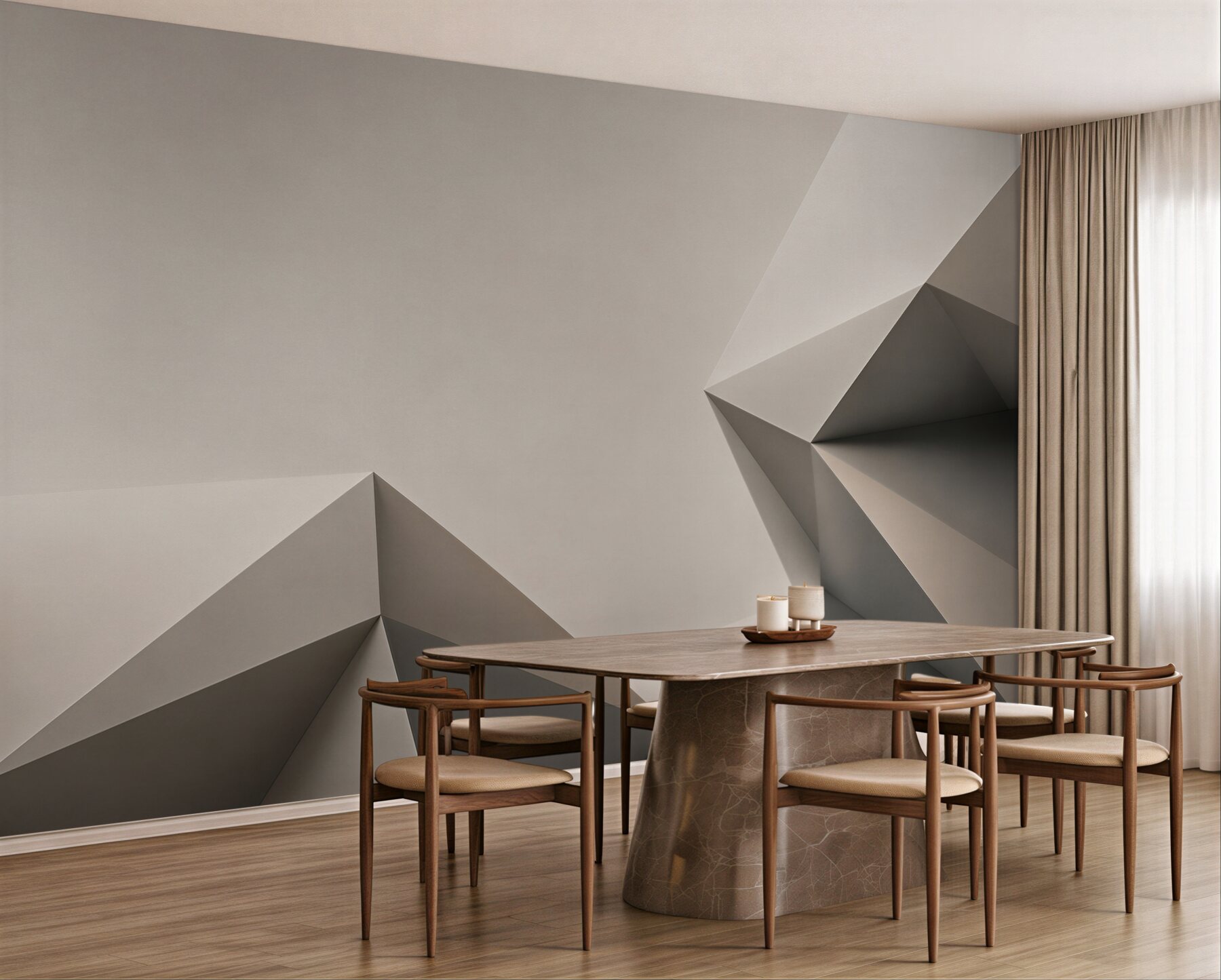 Fototapeta geometryczna abstrakcja 3D w szaro beżowych tonach?v2345