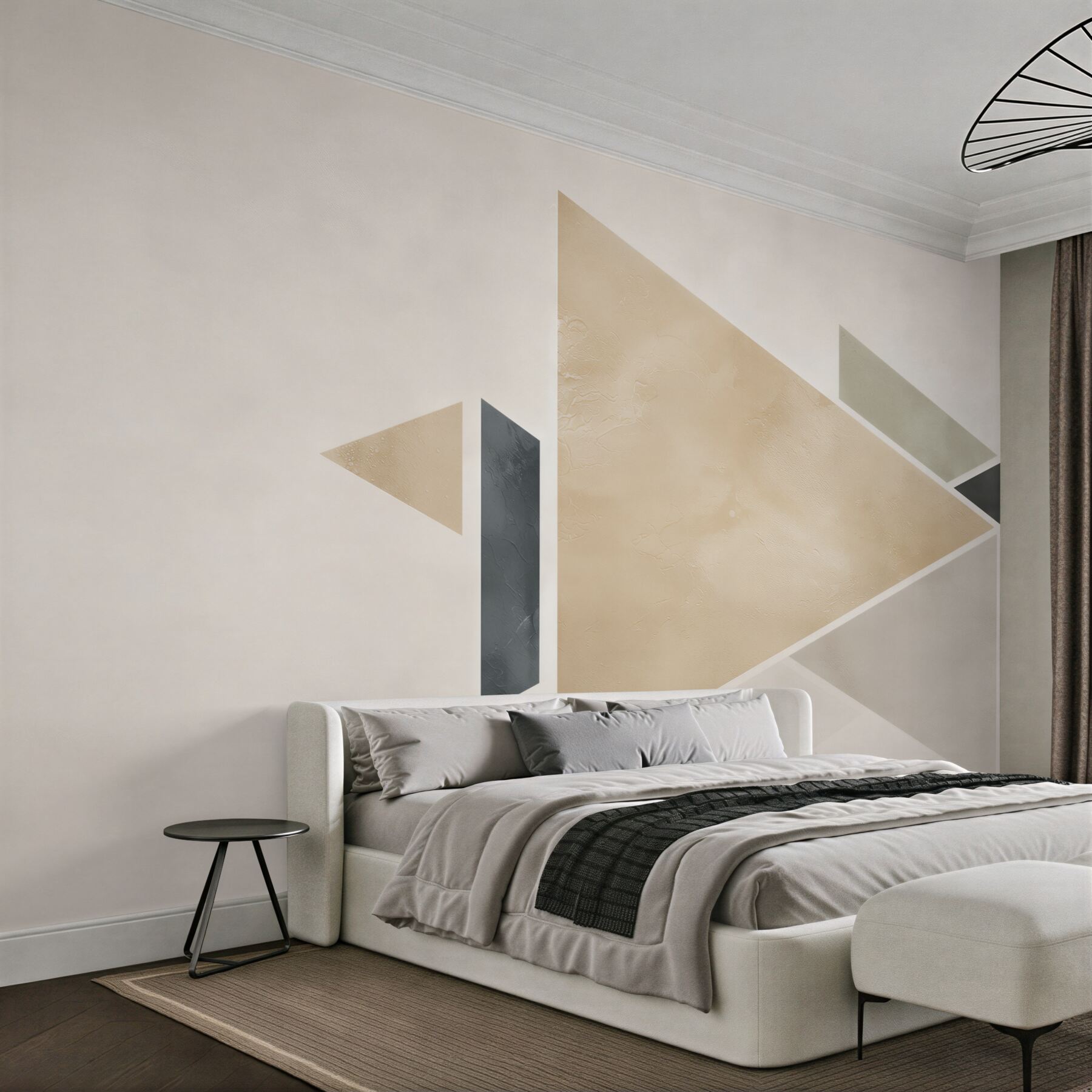 Fototapeta geometryczne trójkąty beżowo szare nowoczesna abstrakcja do salonu?v2345