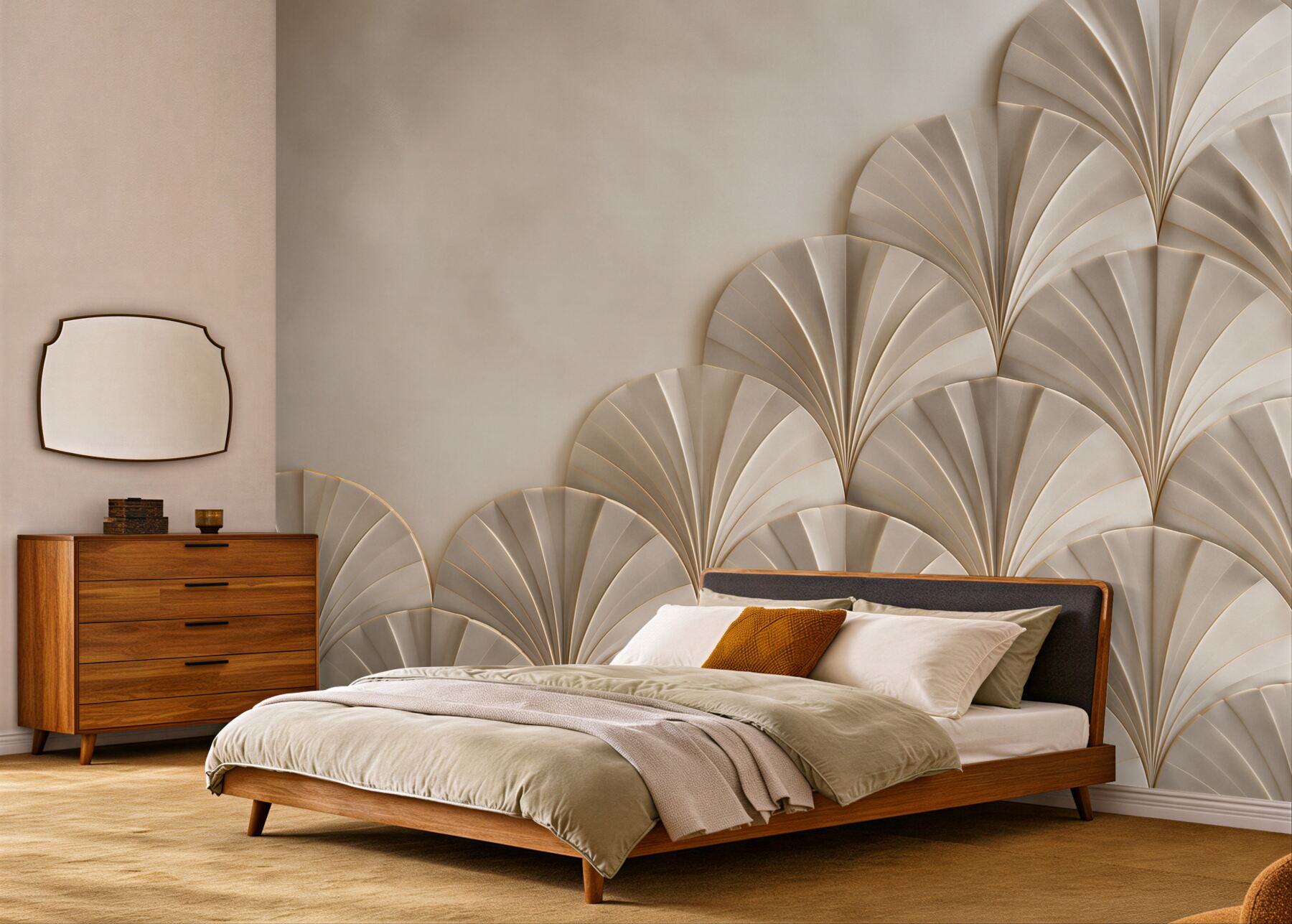Fototapeta geometryczny wzór art déco beżowo złoty elegancki