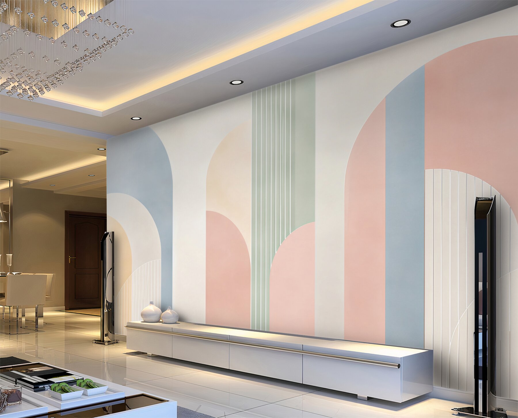 Fototapeta geometryczne łuki pastelowe nowoczesna abstrakcja art deco
