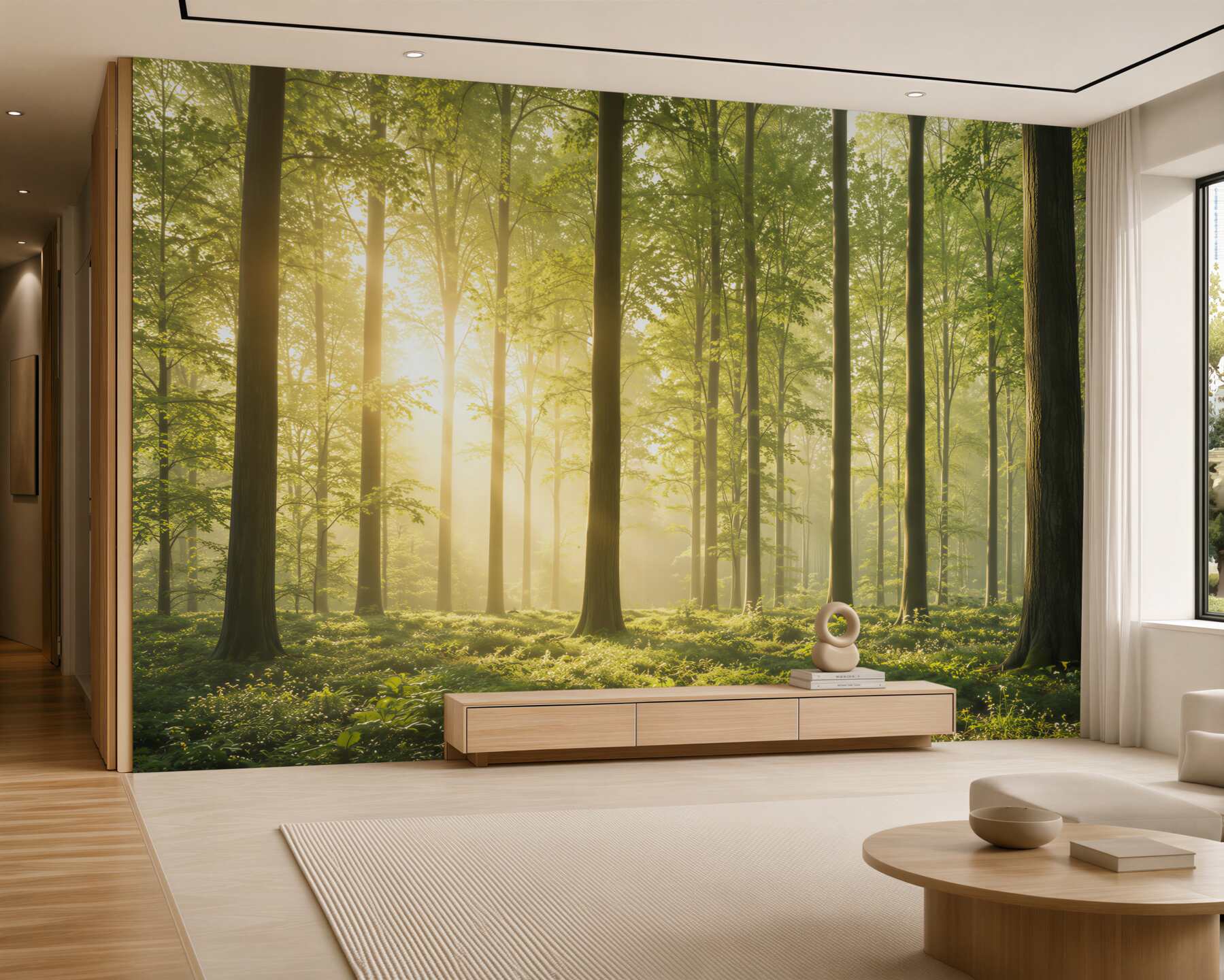 Fototapeta zielony las w promieniach słońca świeży naturalny krajobraz?v2345