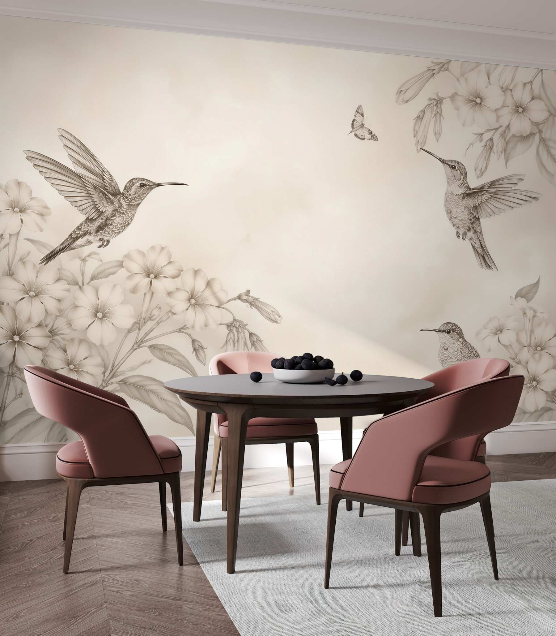 Fototapeta Piękne tła bez szwu tapety z humingbirds w rocznika?v2345