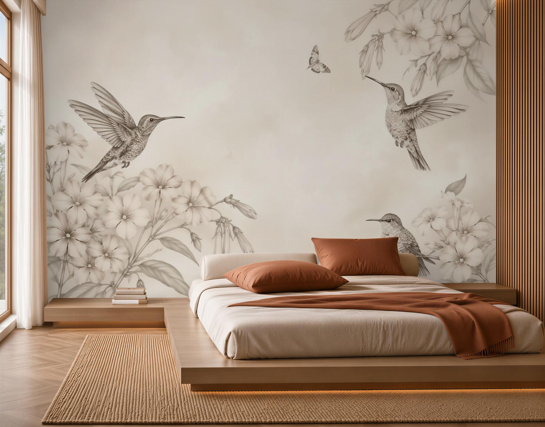 Fototapeta Piękne tła bez szwu tapety z humingbirds w rocznika?v2345
