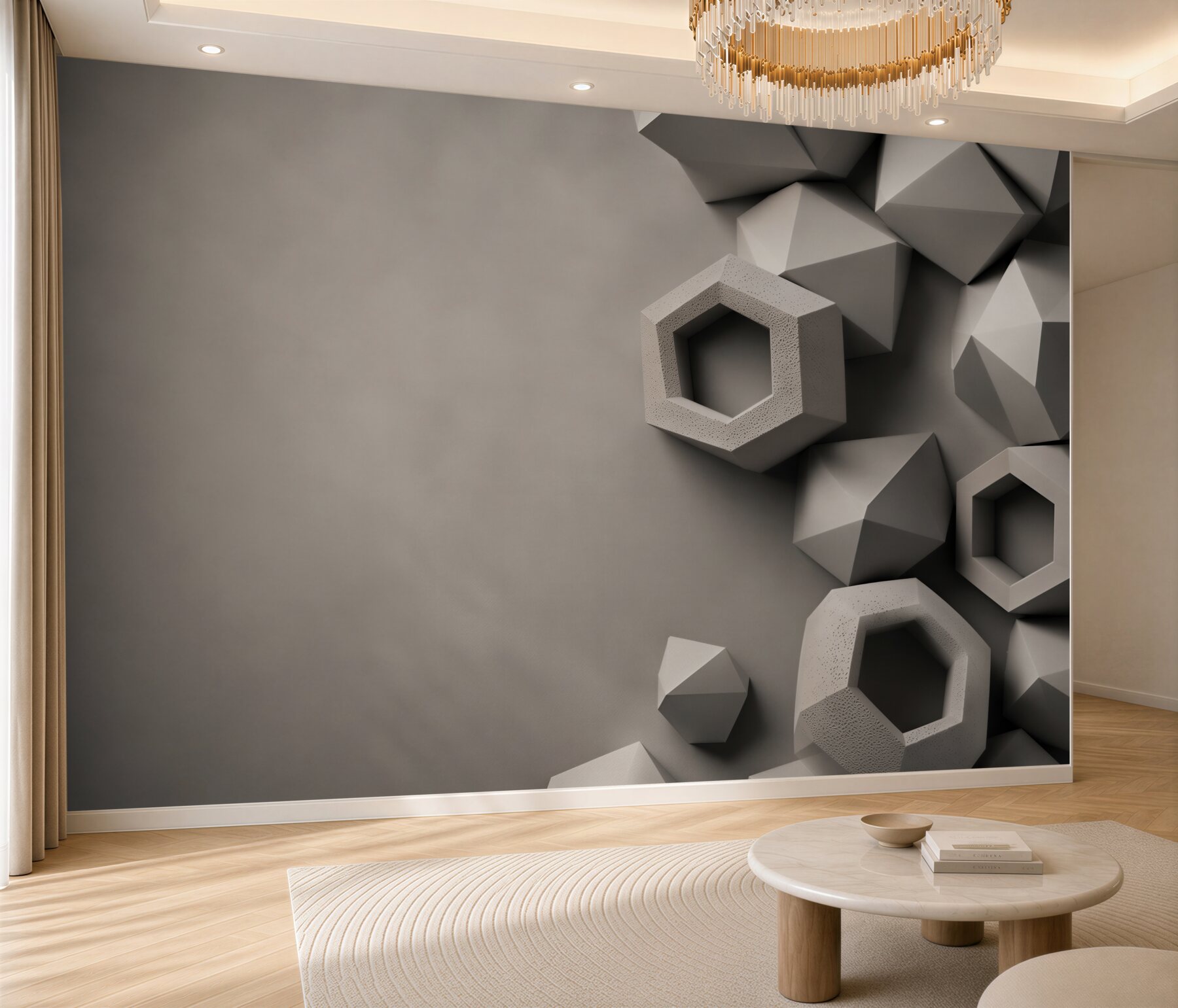 Fototapeta geometryczne bryły 3D szare nowoczesna abstrakcja?v2345