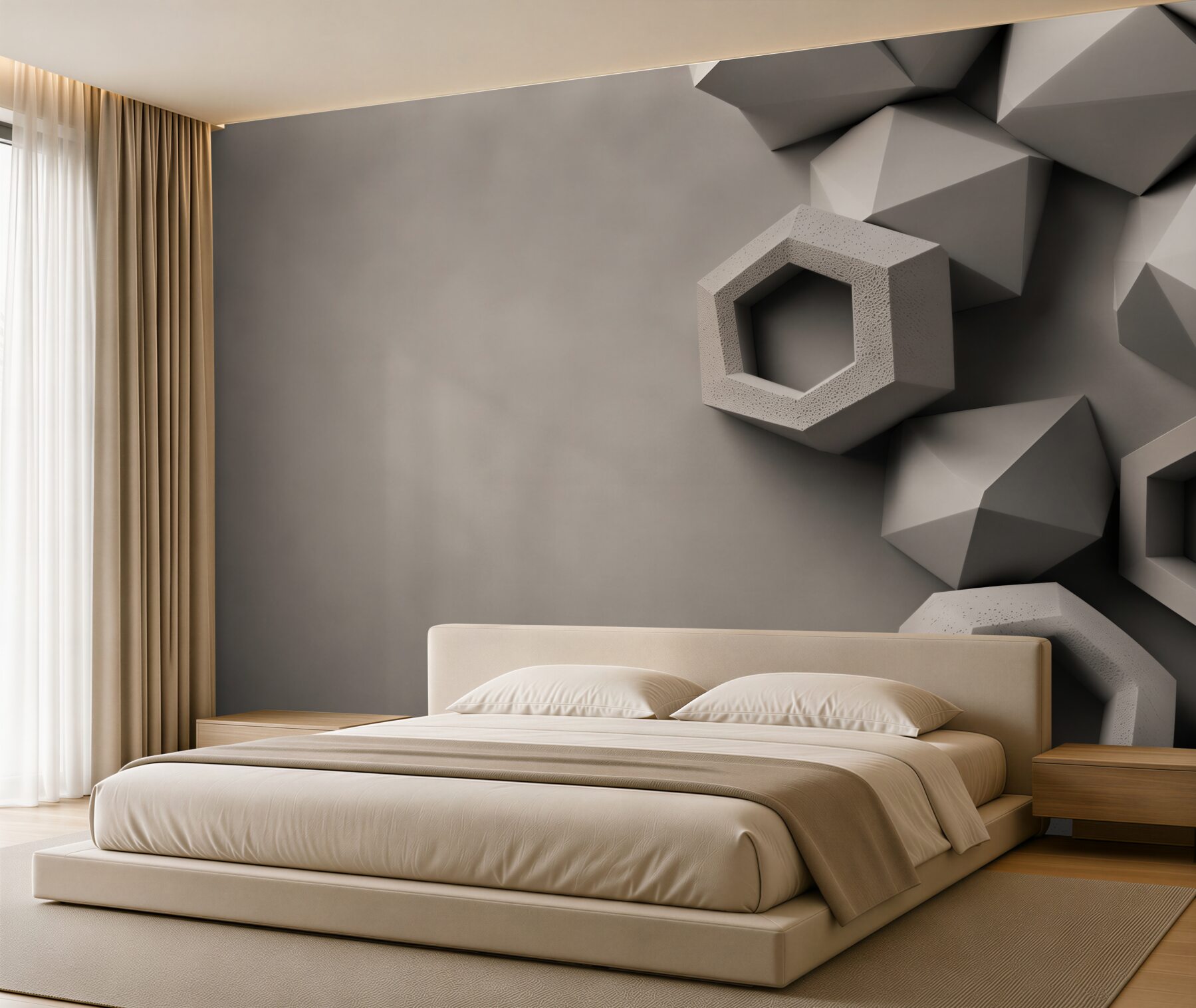 Fototapeta geometryczne bryły 3D szare nowoczesna abstrakcja?v2345