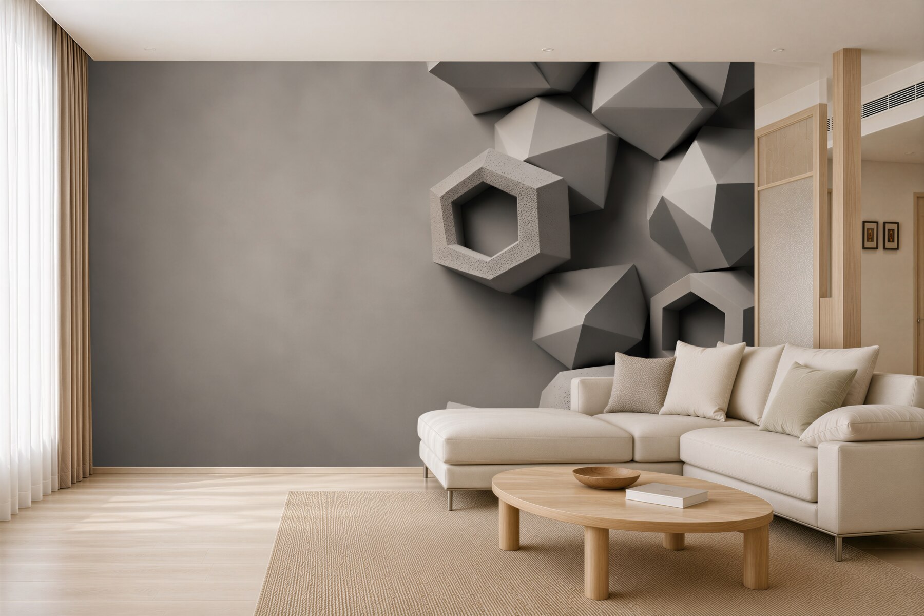 Fototapeta geometryczne bryły 3D szare nowoczesna abstrakcja?v2345