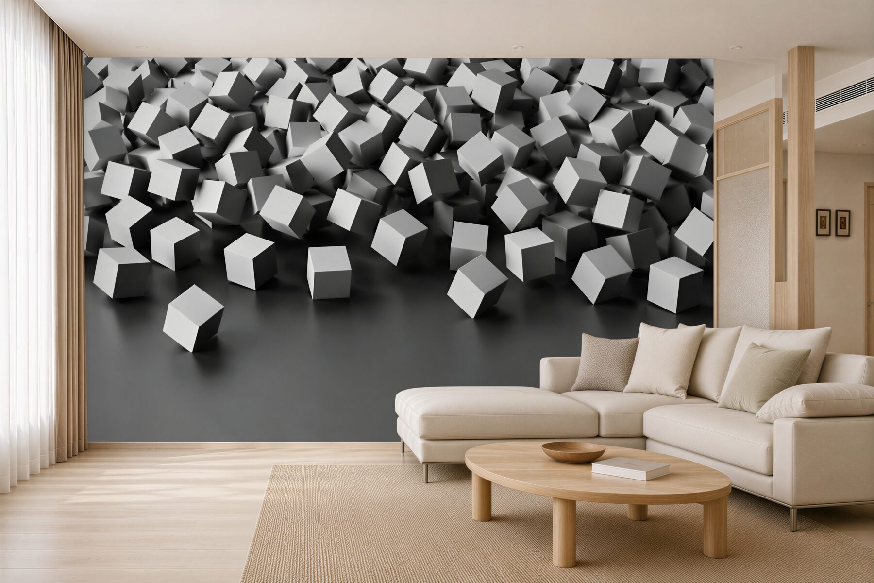 Fototapeta białe kostki 3D abstrakcyjne nowoczesne do biura?v2345