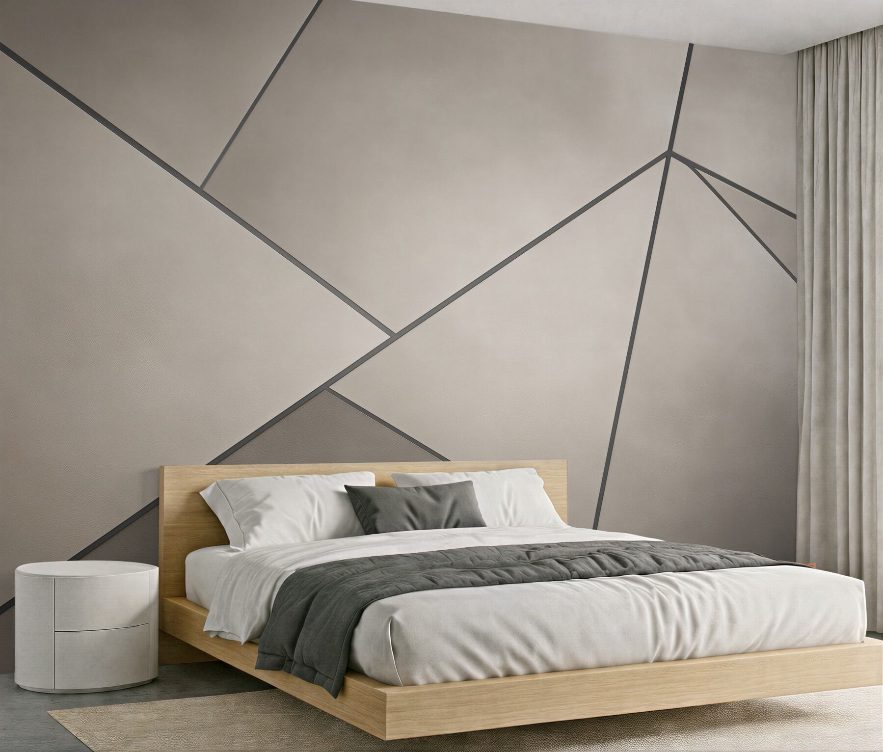 Fototapeta geometryczne panele beżowo szare minimalistyczna?v2345