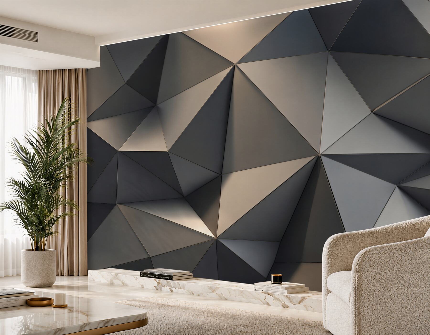 Fototapeta geometryczne trójkąty 3D grafitowe nowoczesny wzór?v2345