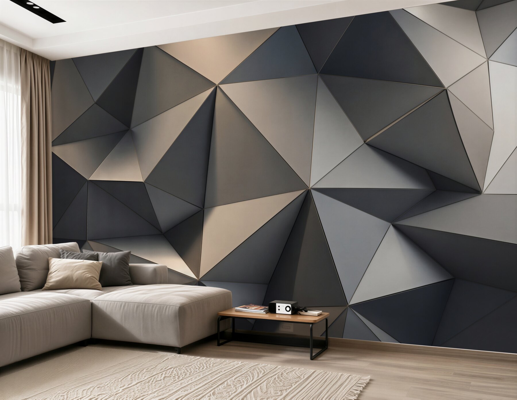 Fototapeta geometryczne trójkąty 3D grafitowe nowoczesny wzór