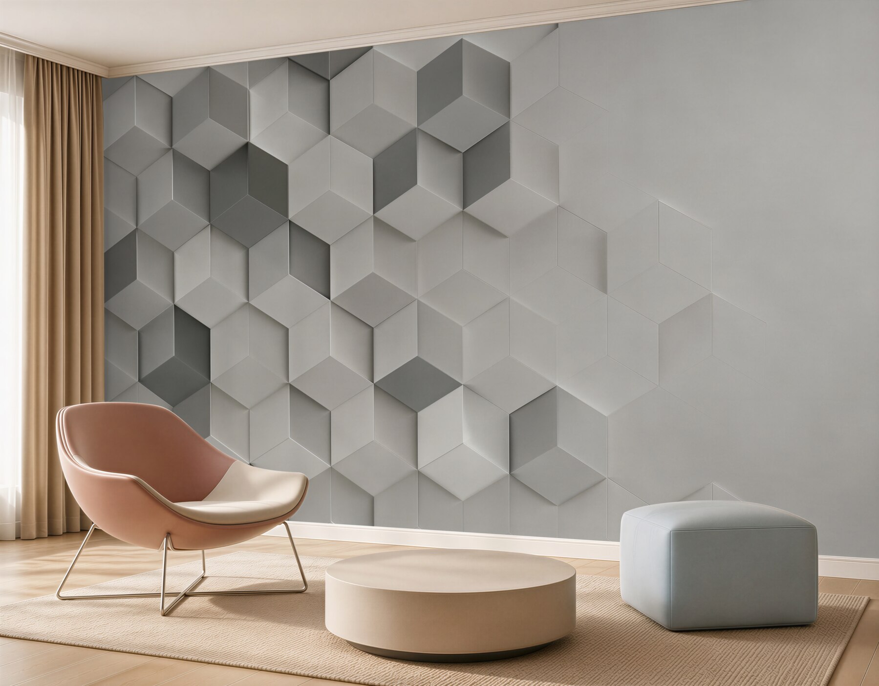 Fototapeta białe i szare kostki 3D geometryczna nowoczesna?v2345