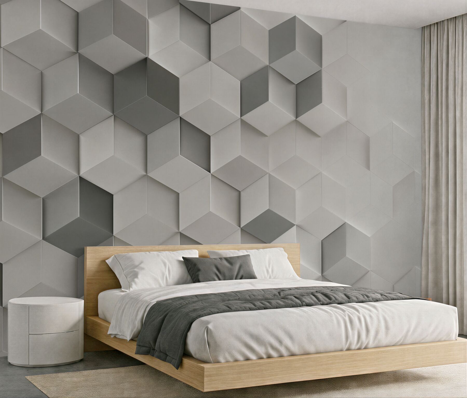 Fototapeta białe i szare kostki 3D geometryczna nowoczesna?v2345