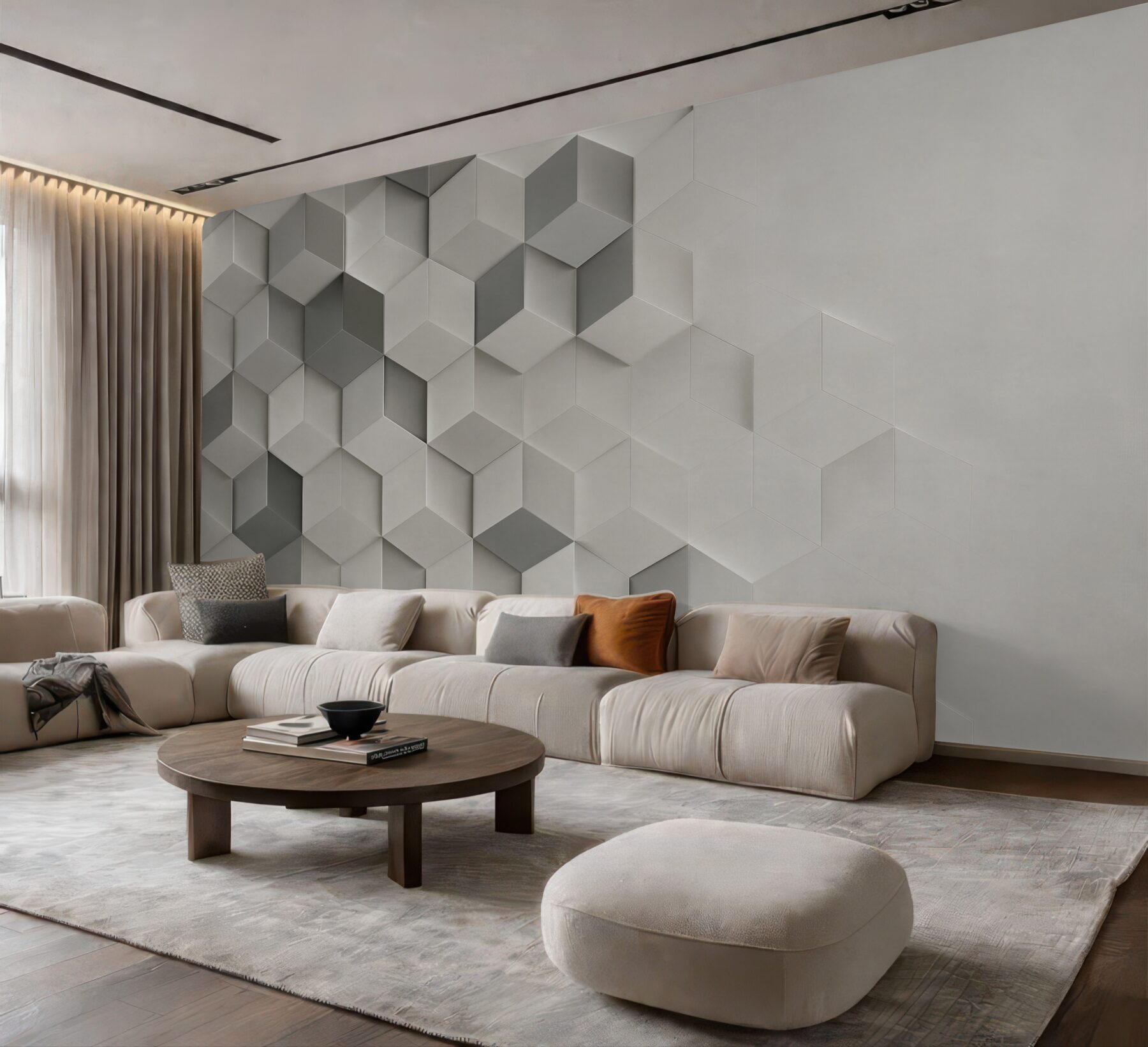 Fototapeta białe i szare kostki 3D geometryczna nowoczesna