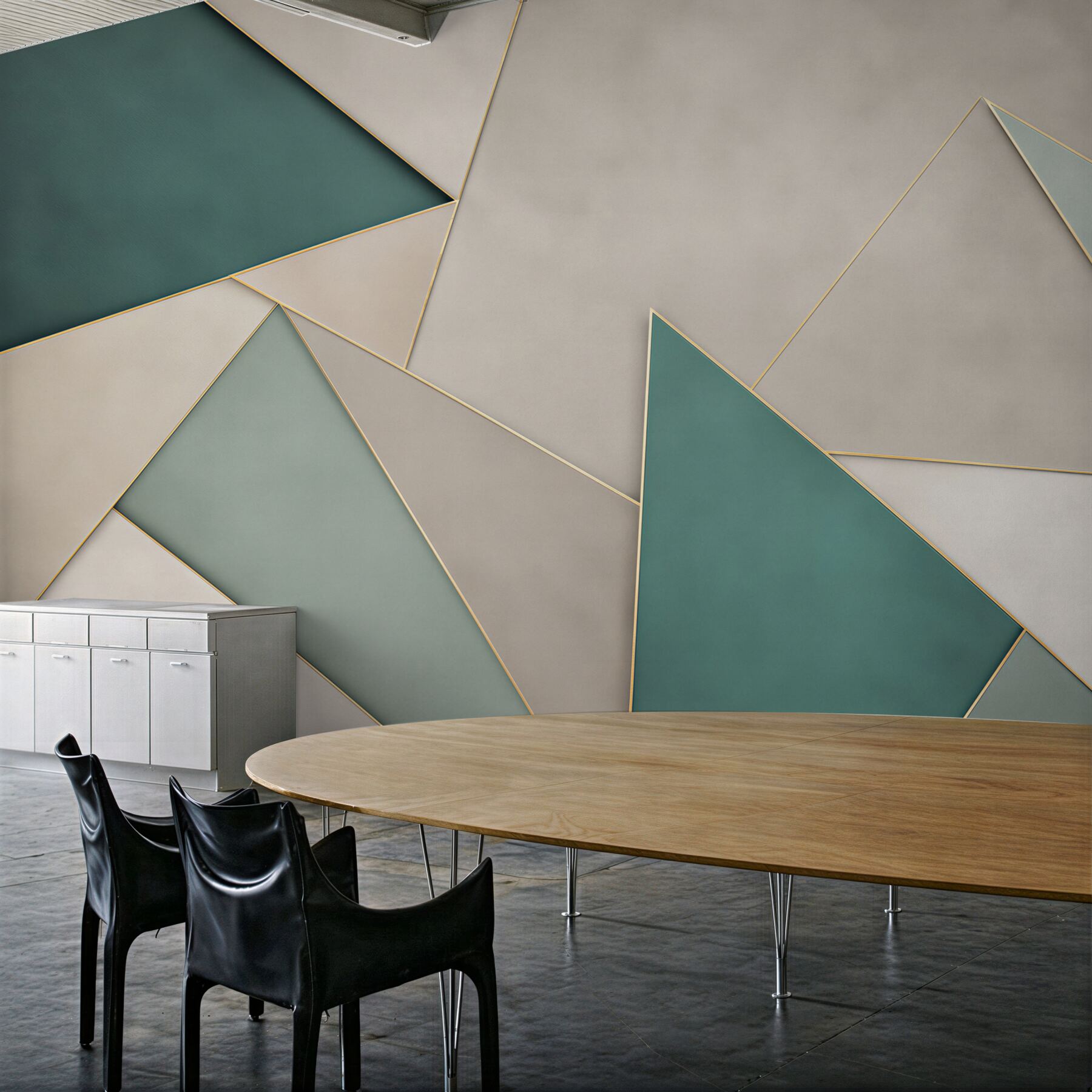 Fototapeta turkusowe trójkąty geometryczne na beżowym tle?v2345