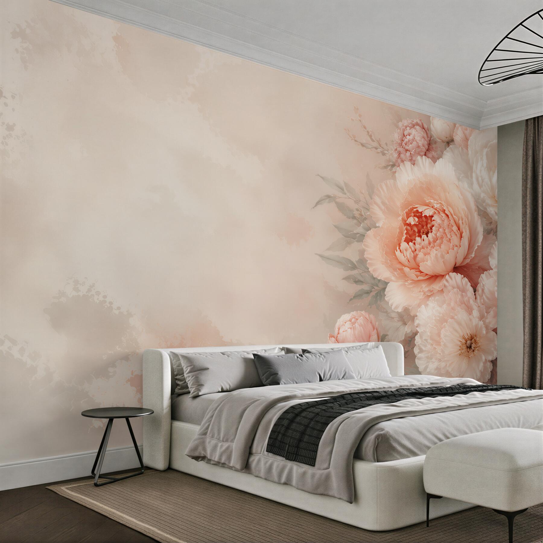 Fototapeta kremowe piwonie w pastelowym różu elegancka kompozycja?v2345