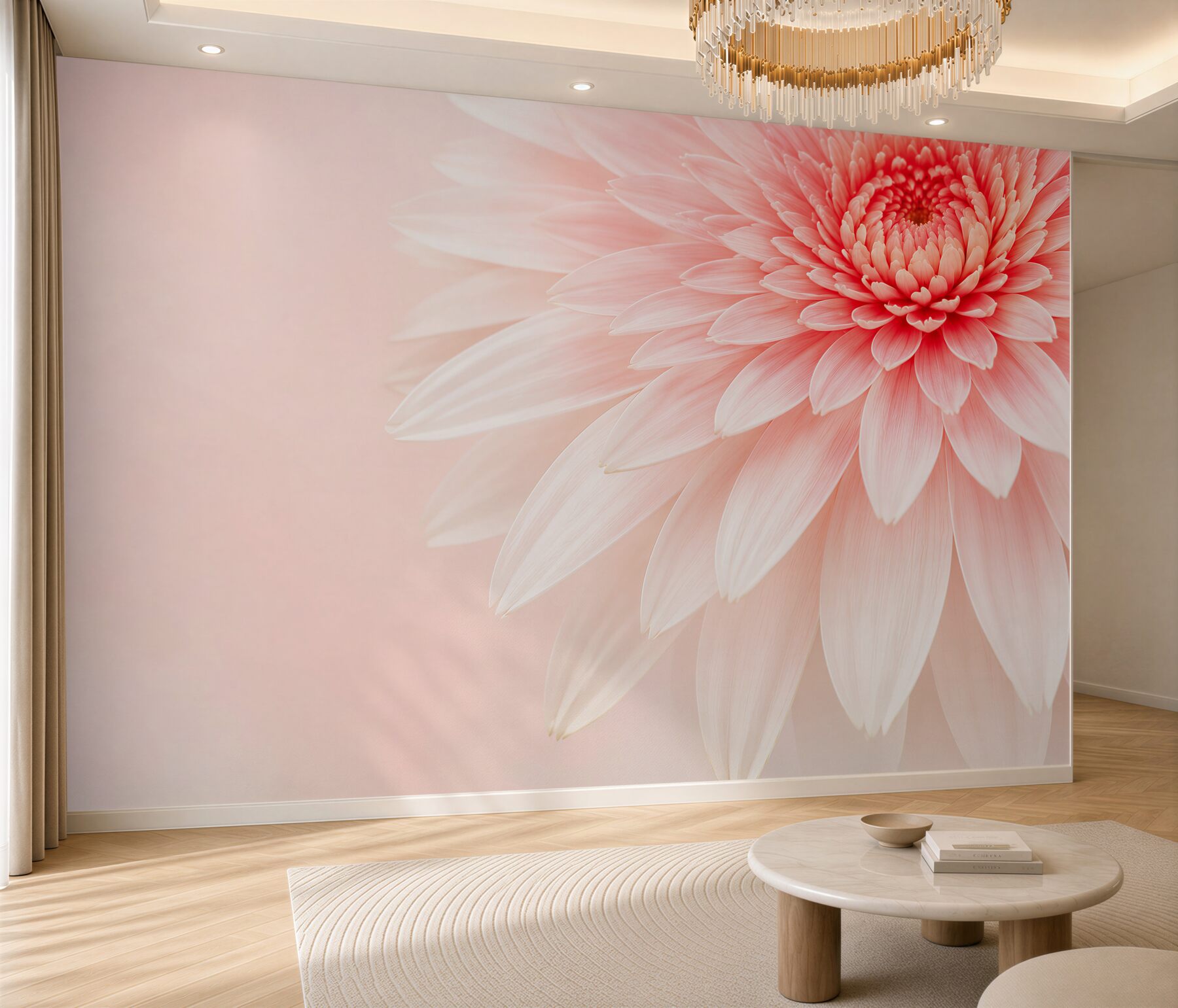 Fototapeta różowa dalia makro na pastelowym tle?v2345
