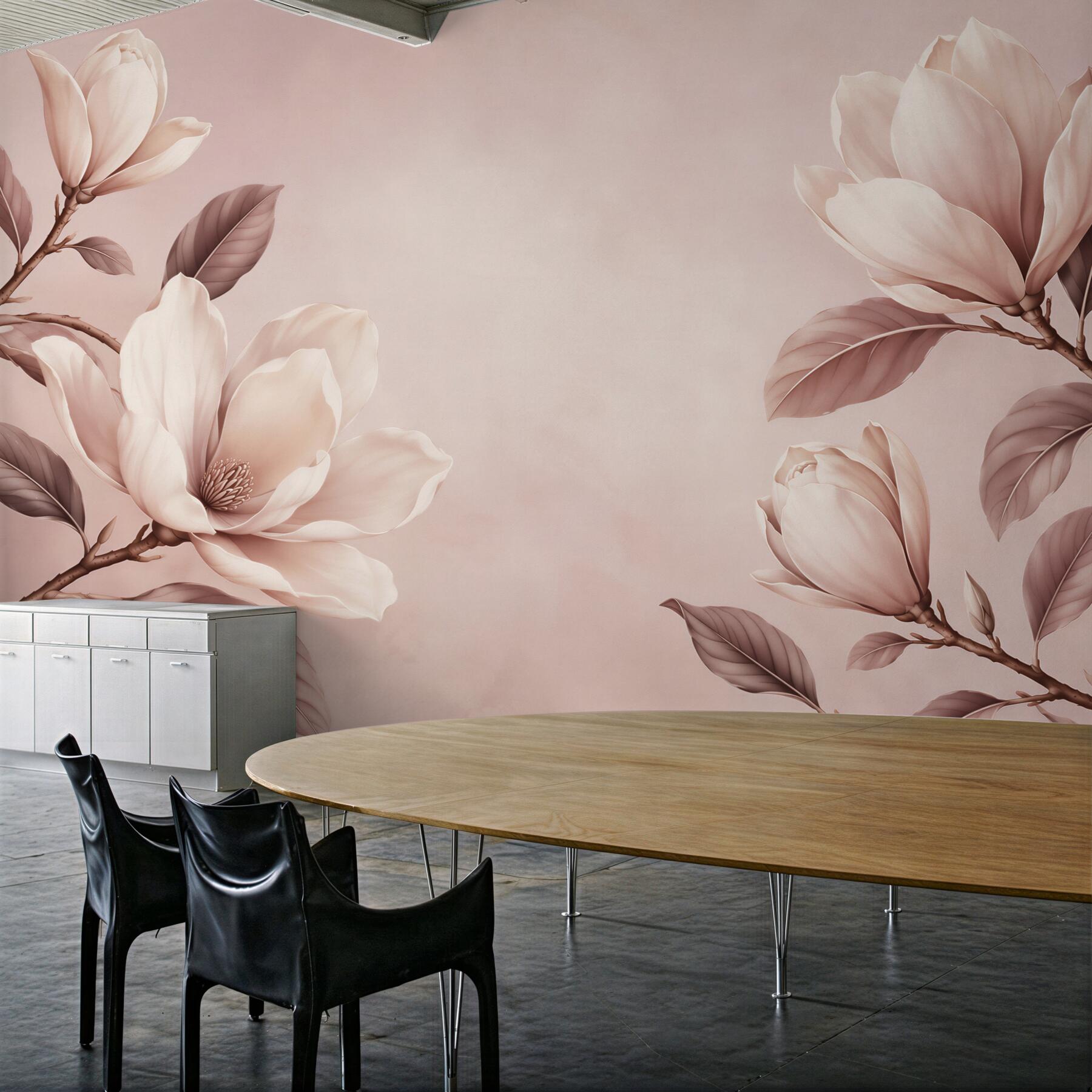 Fototapeta magnolie kremowe na gałęziach w pudrowym różu?v2345