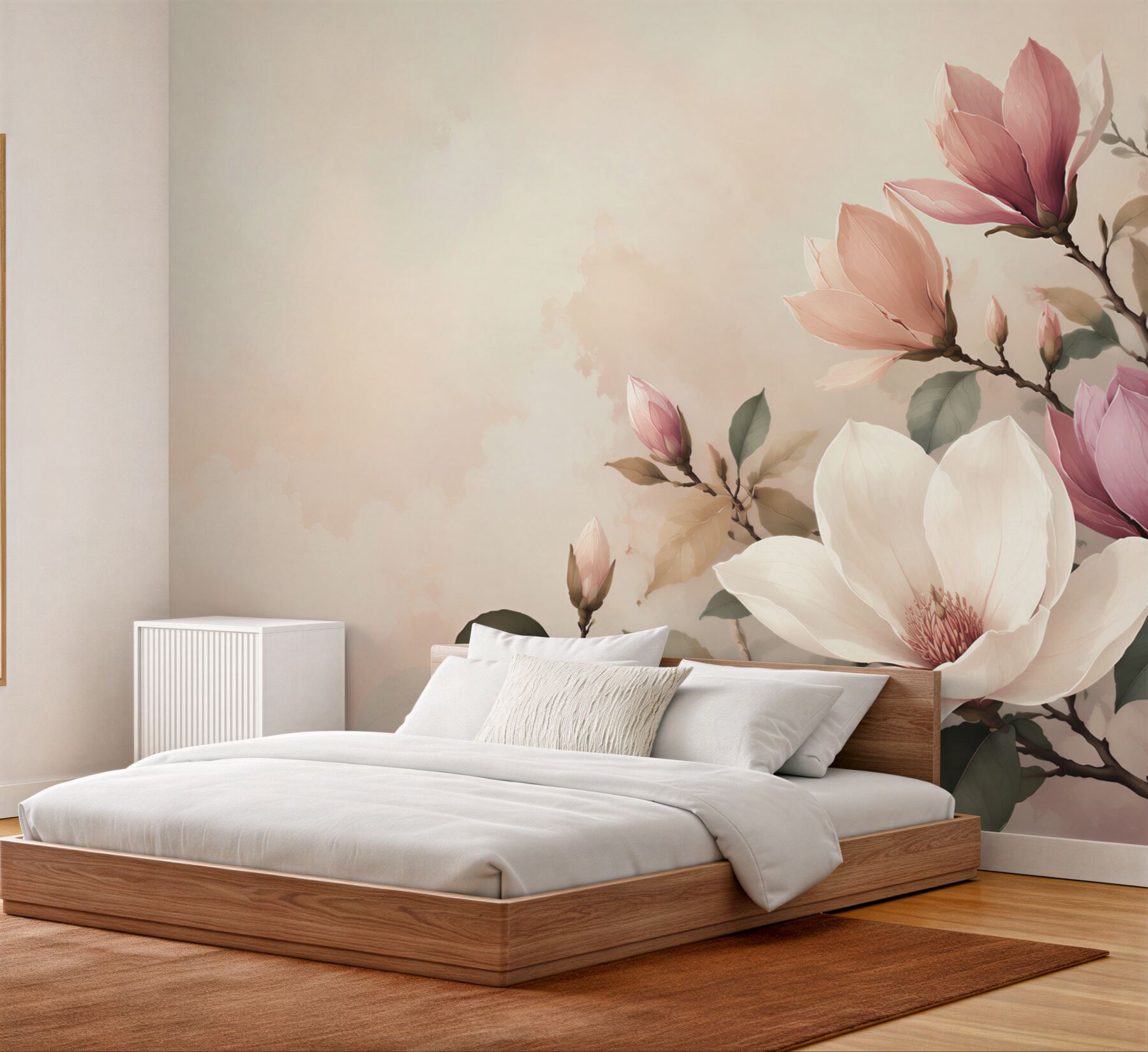 Fototapeta magnolia biała i różowa na gałęziach elegancka?v2345