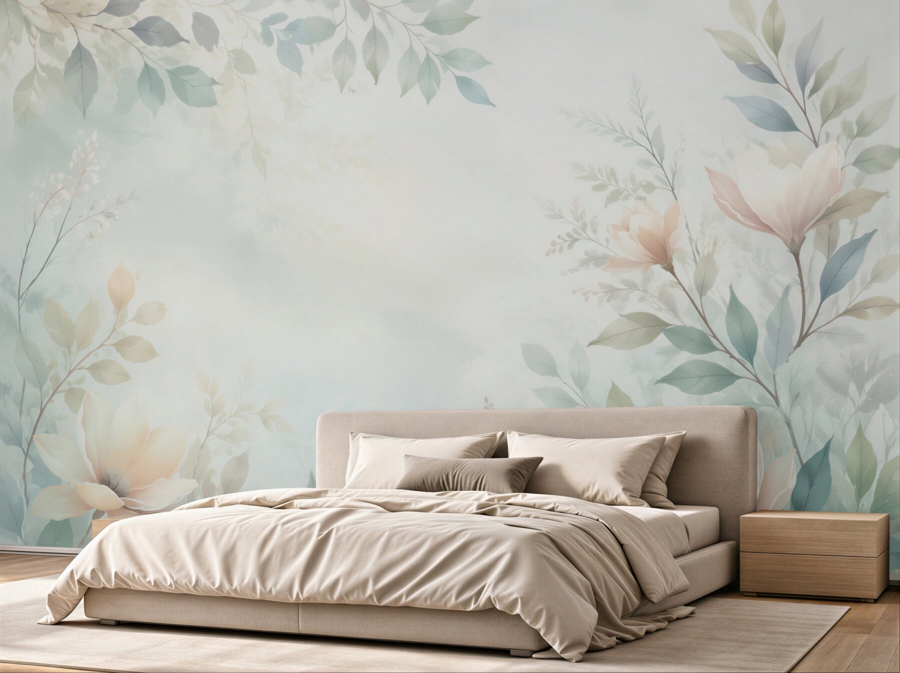 Fototapeta delikatne magnolie i liście pastelowa akwarelowa?v2345