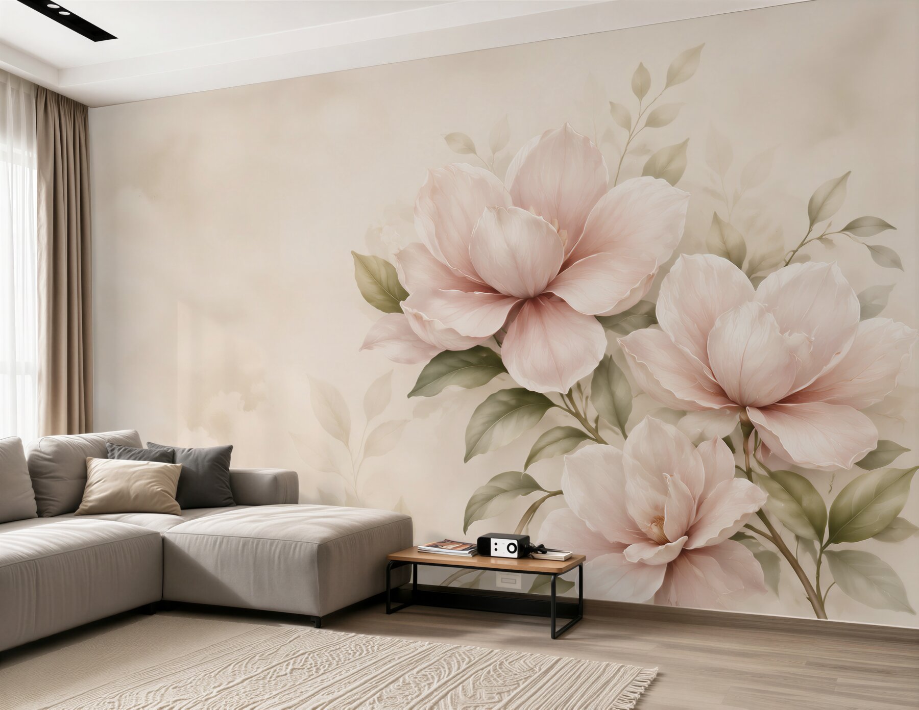 Fototapeta magnolie pudrowy róż na jasnym tle subtelna?v2345