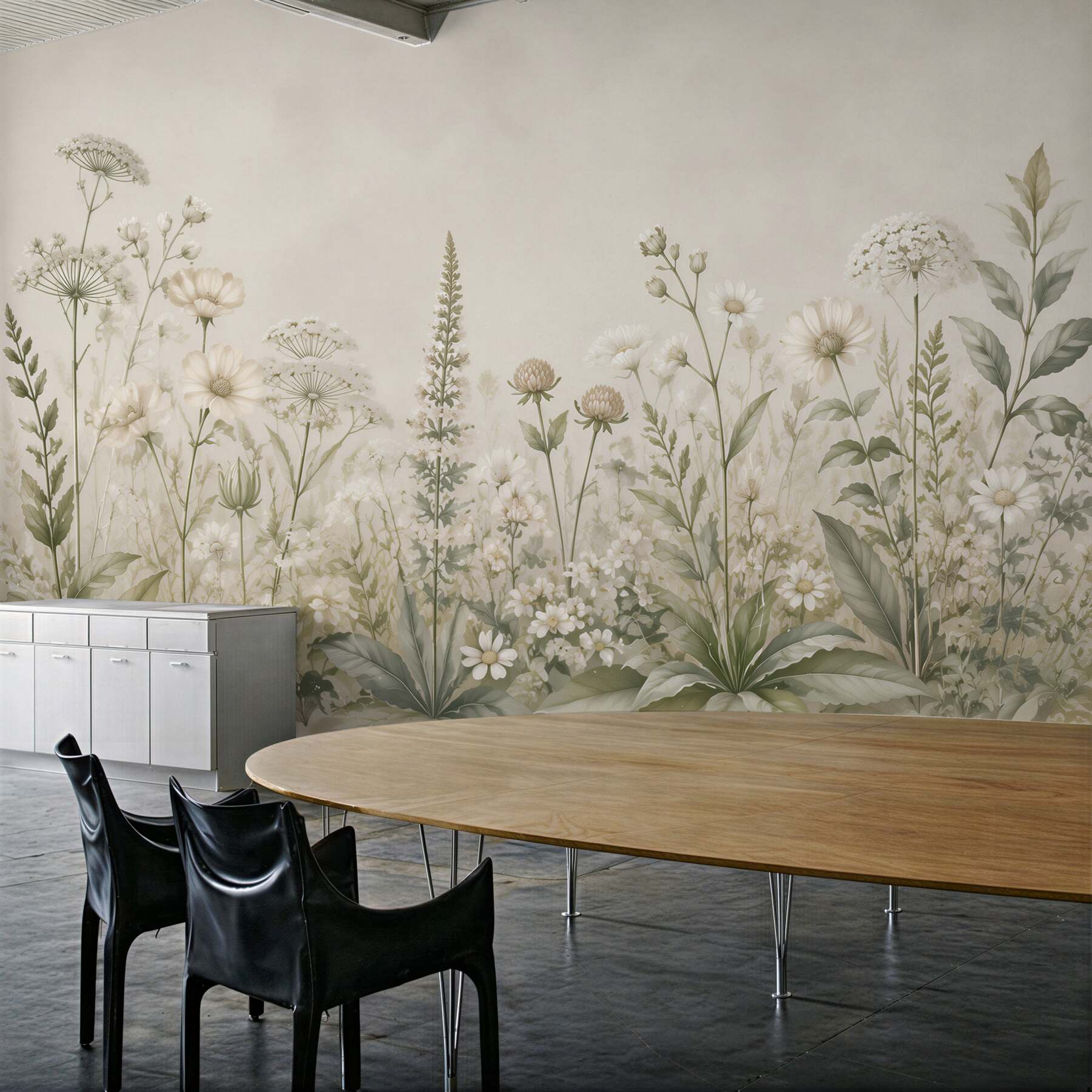 Fototapeta białe polne kwiaty na beżowym tle minimalistyczna?v2345