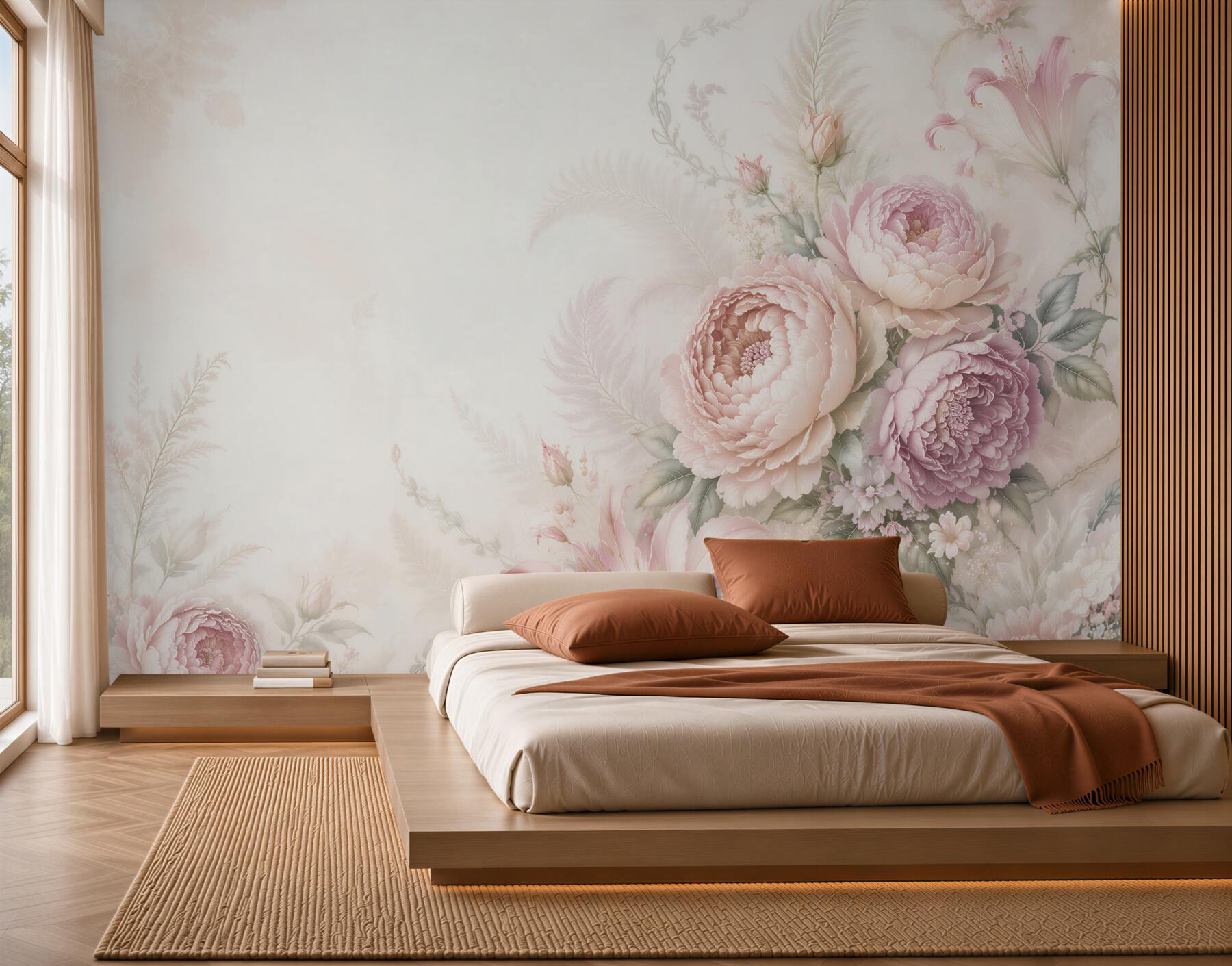 Fototapeta pastelowe piwonie i lilie na jasnym tle romantyczna?v2345