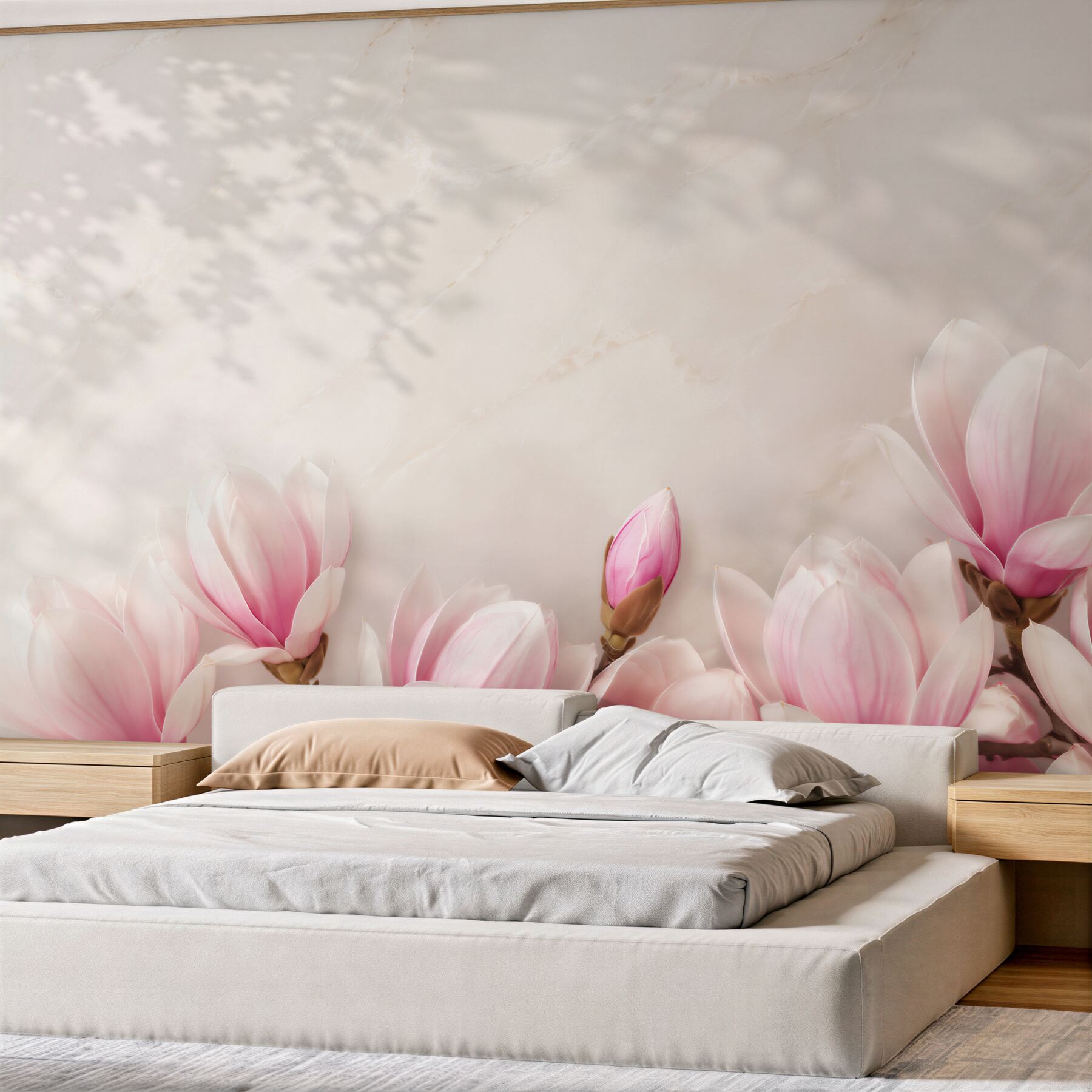 Fototapeta kwiaty magnolii pastelowy róż na eleganckim jasnym tle?v2345