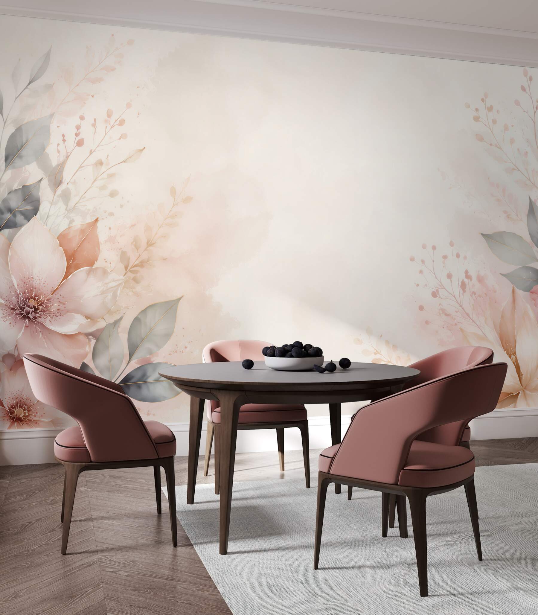 Fototapeta beżowe magnolie z liśćmi na subtelnym pastelowym tle?v2345