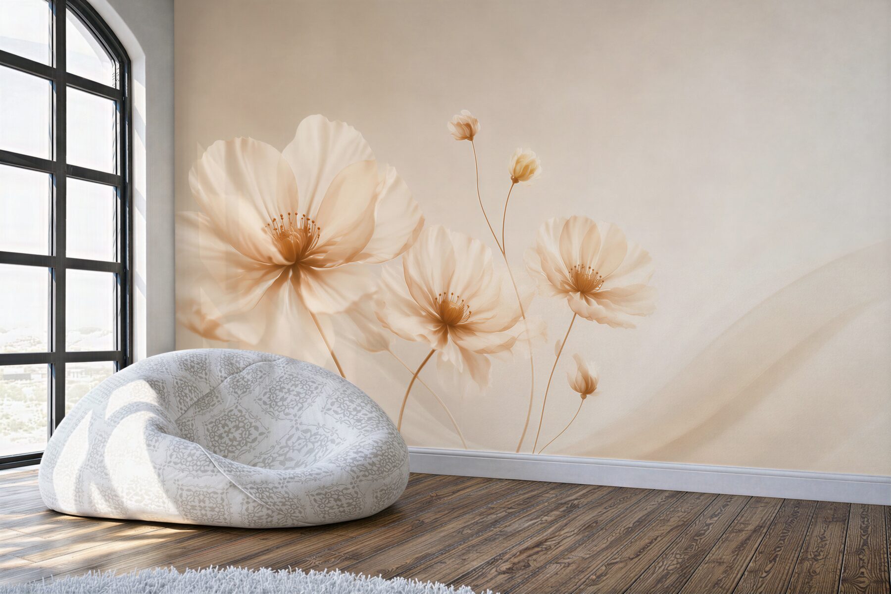 Fototapeta kremowe maki minimalistyczne w eleganckim beżu