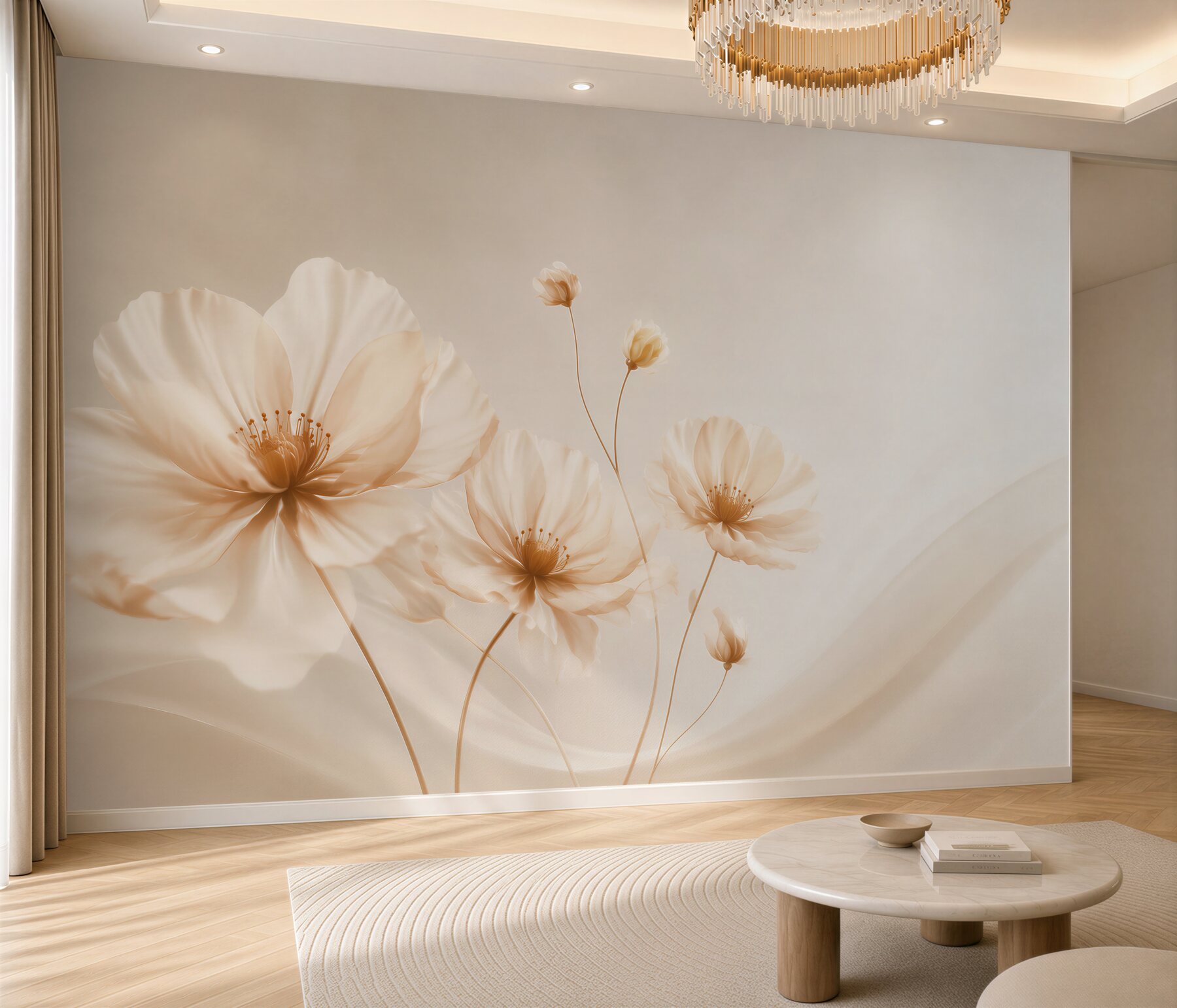 Fototapeta kremowe maki minimalistyczne w eleganckim beżu?v2345