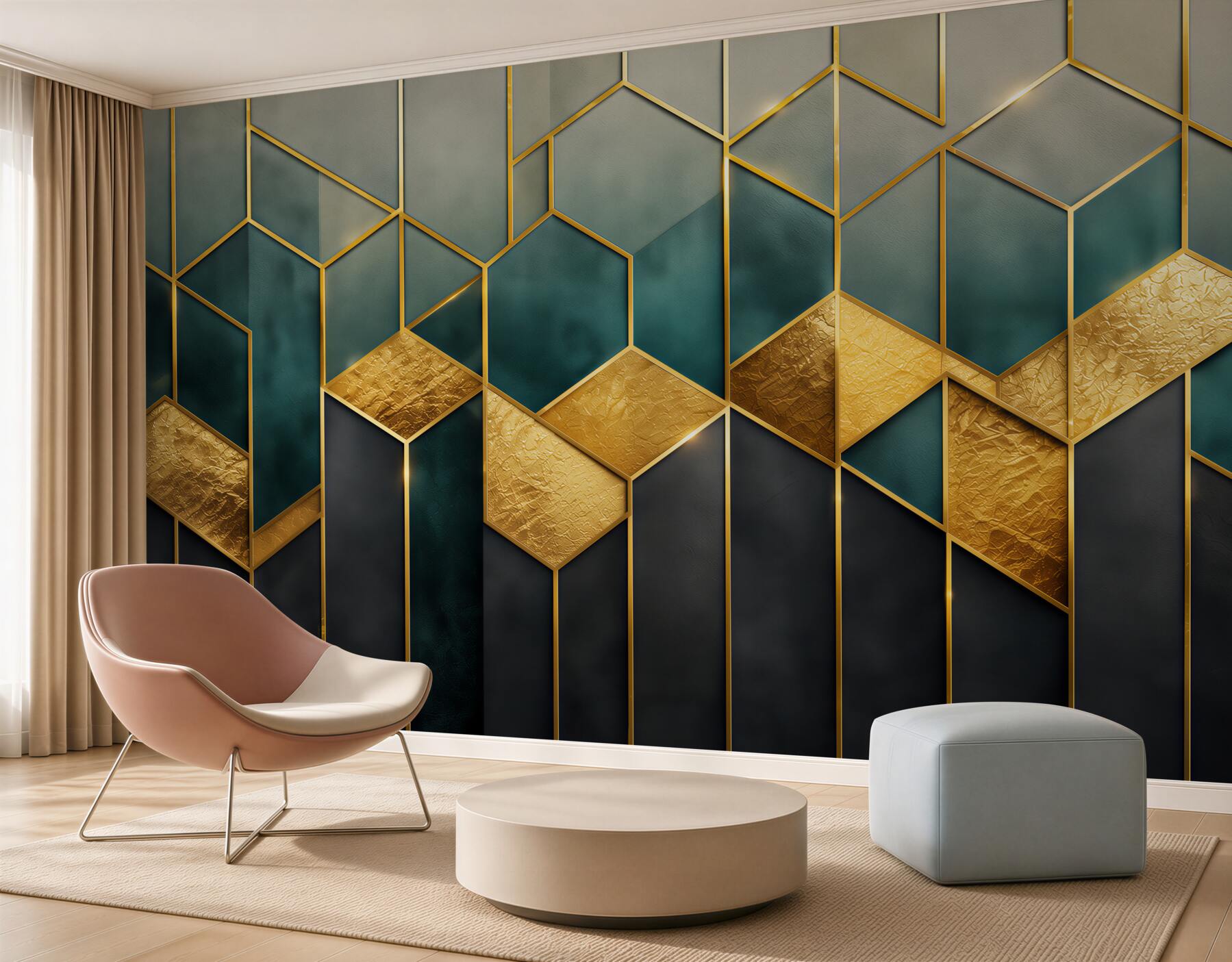 Fototapeta geometryczny wzór granatowo złoty w stylu art déco?v2345