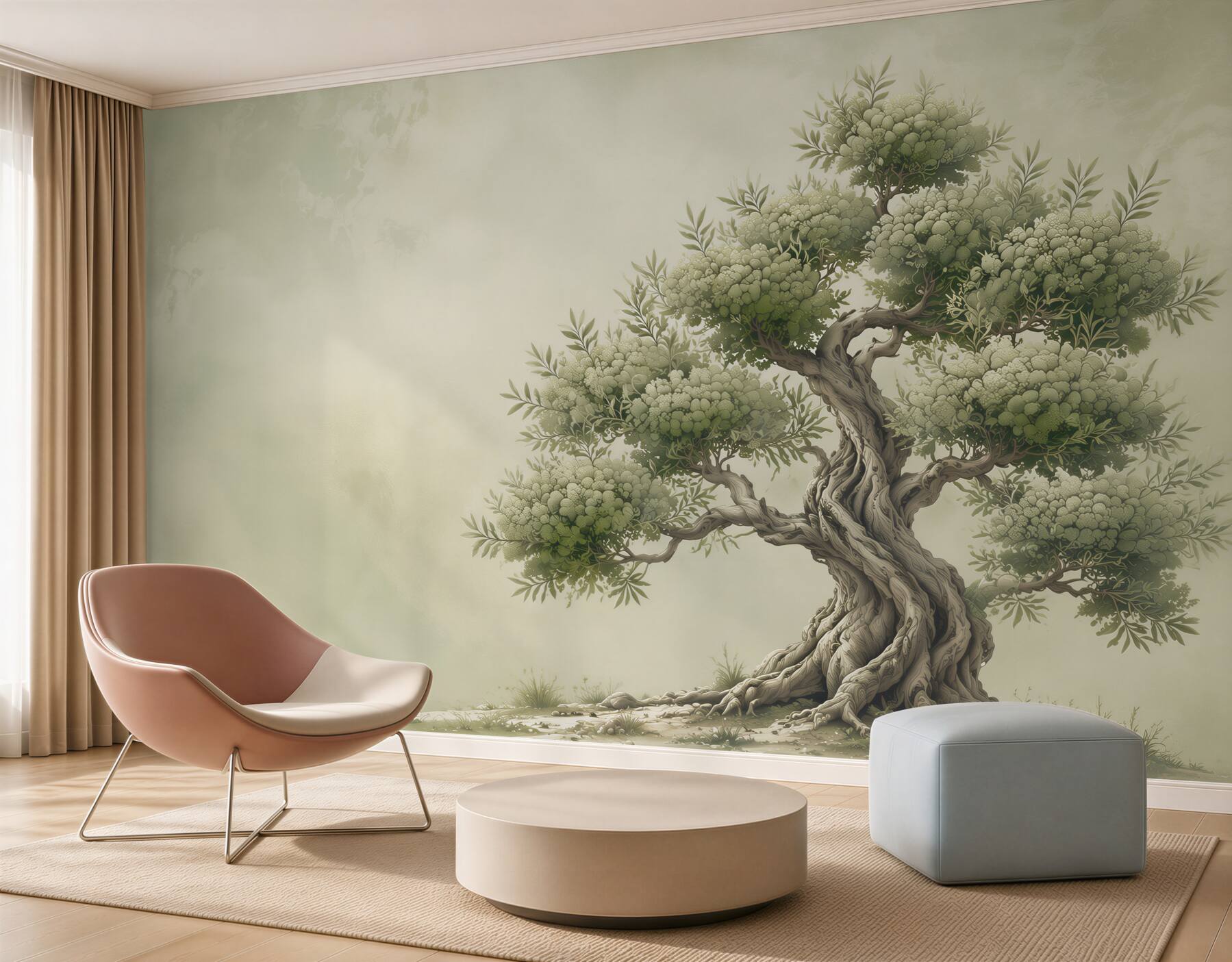 Fototapeta stare drzewo bonsai zielone na jasnym tle?v2345