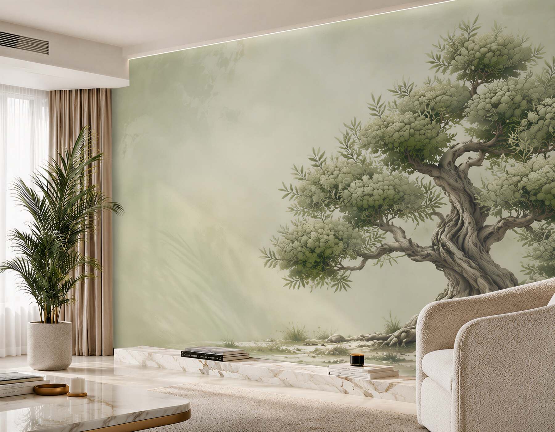 Fototapeta stare drzewo bonsai zielone na jasnym tle?v2345