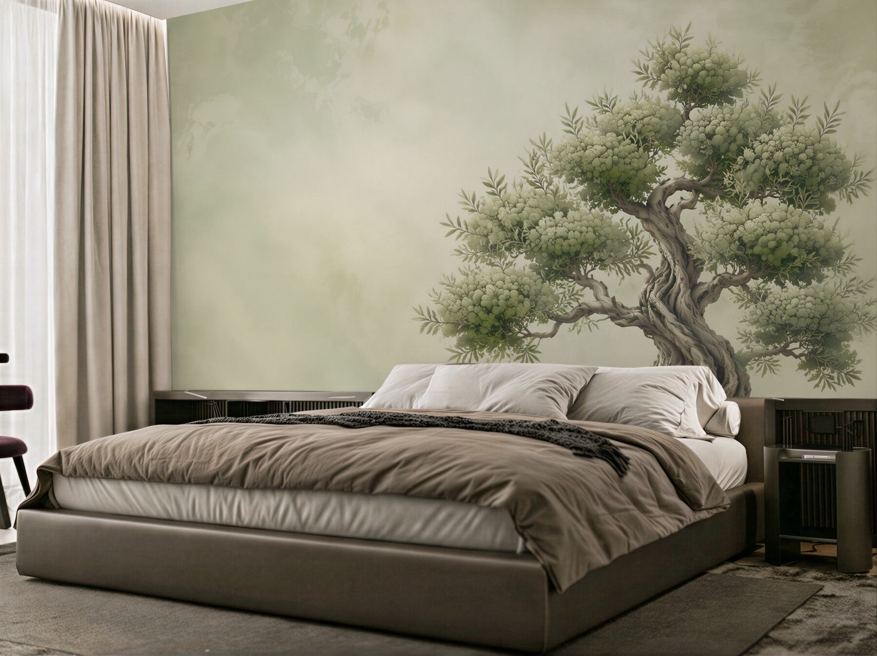Fototapeta stare drzewo bonsai zielone na jasnym tle