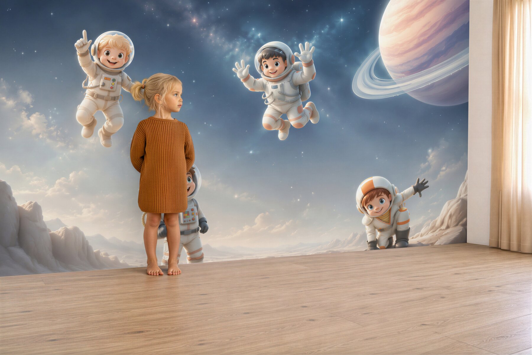 Fototapeta Młodzi astronauci studiują nową planetę?v2345
