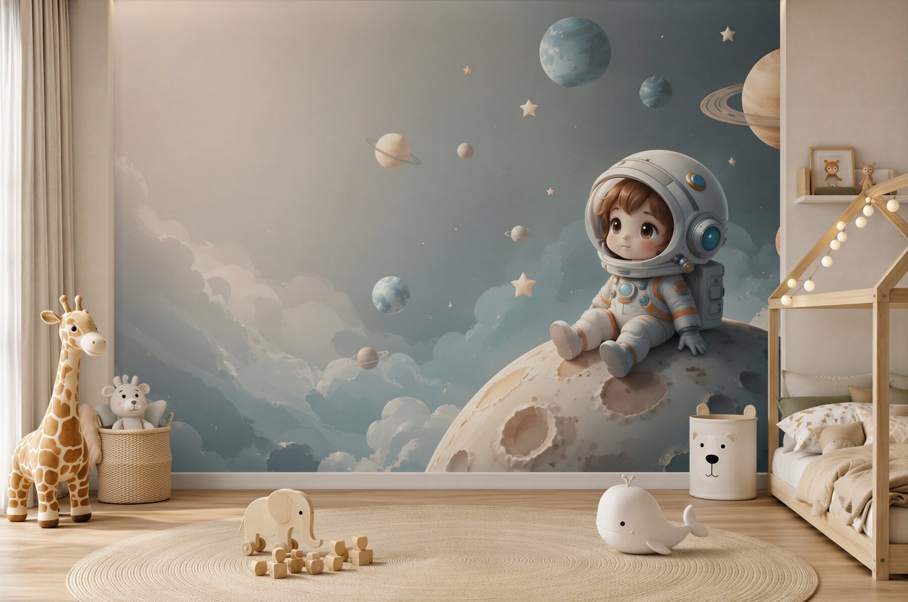 Fototapeta Astronauta otoczona planetami?v2345