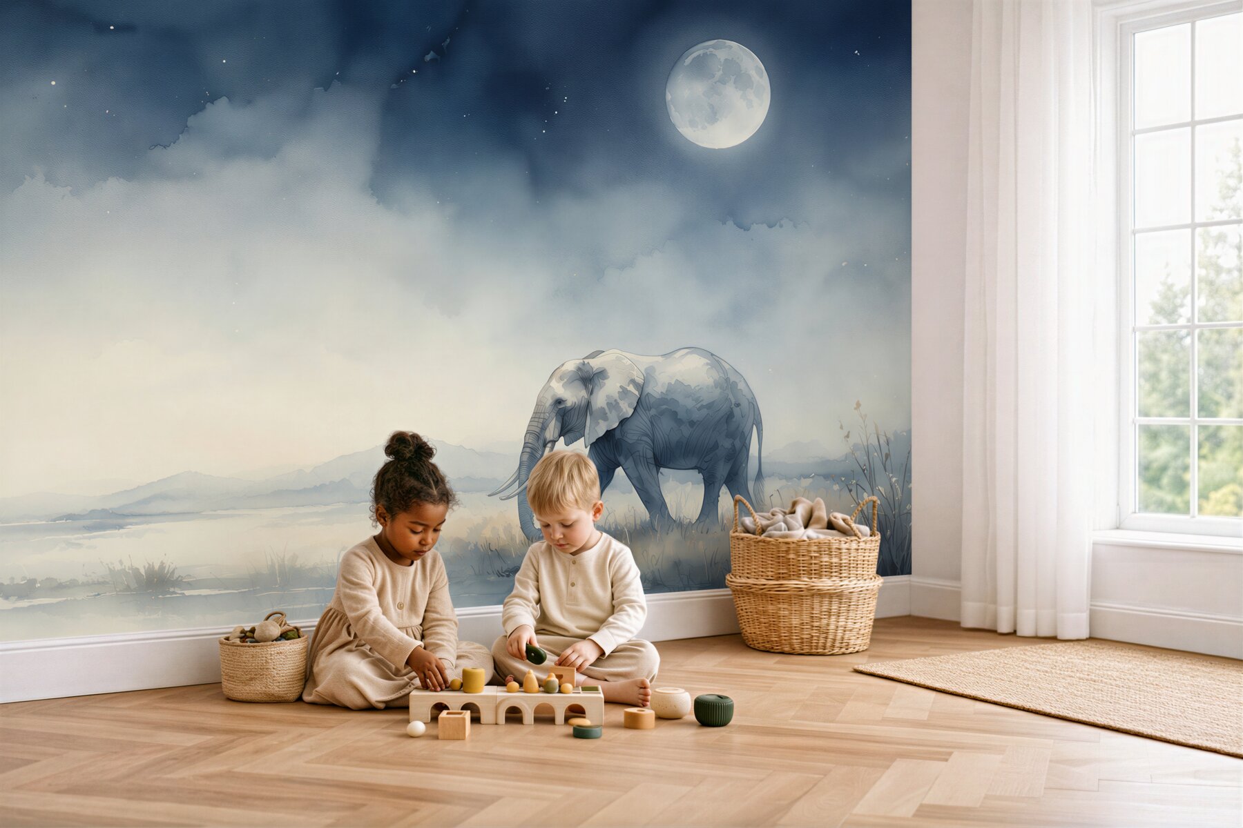 Fototapeta Elephant Night Walk