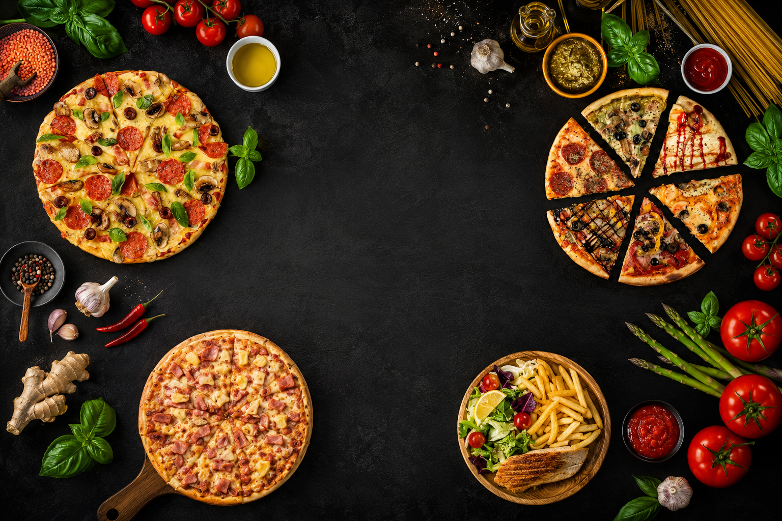 Fototapeta Pizza i inne produkty