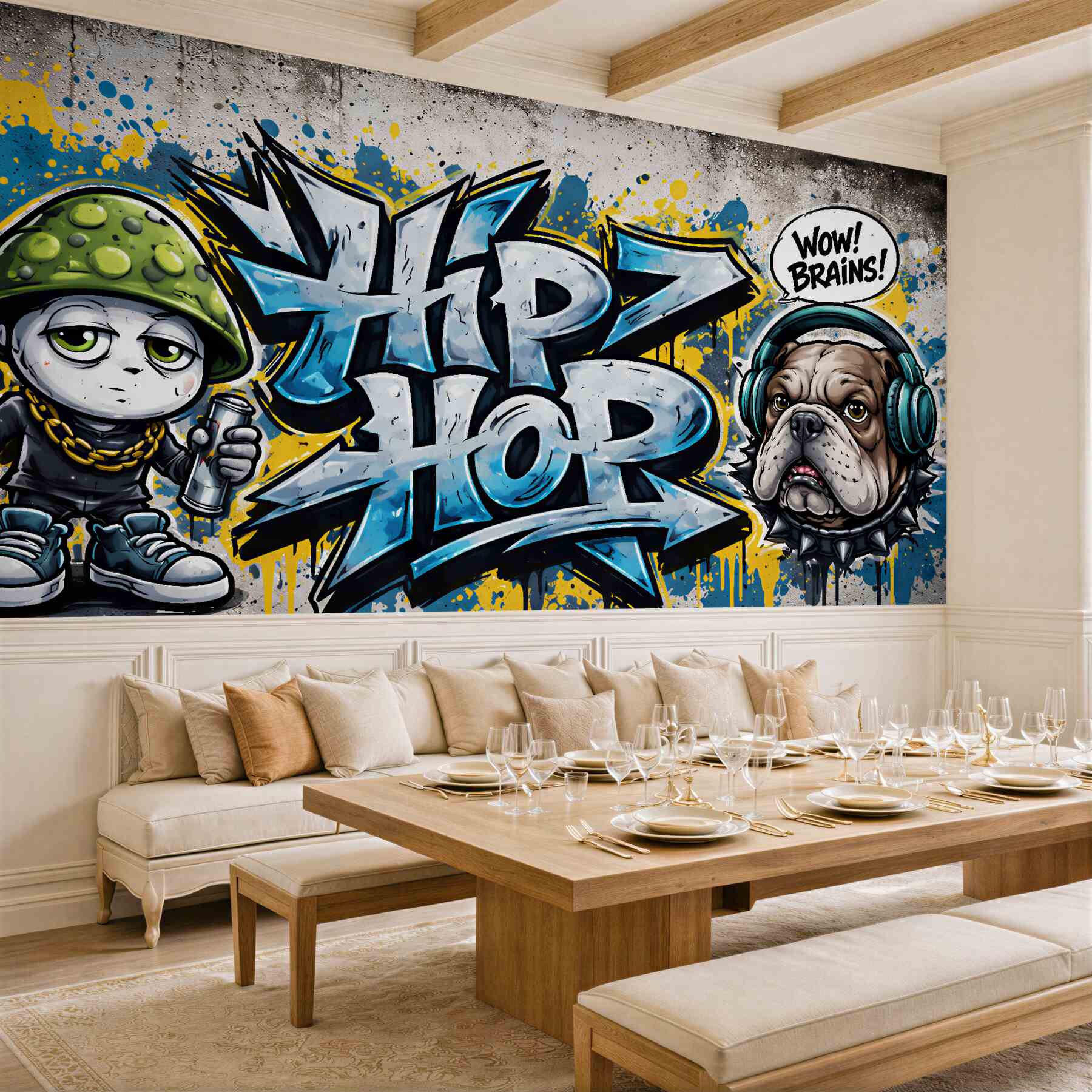Fototapeta graffiti hip hop z buldogiem?v2345