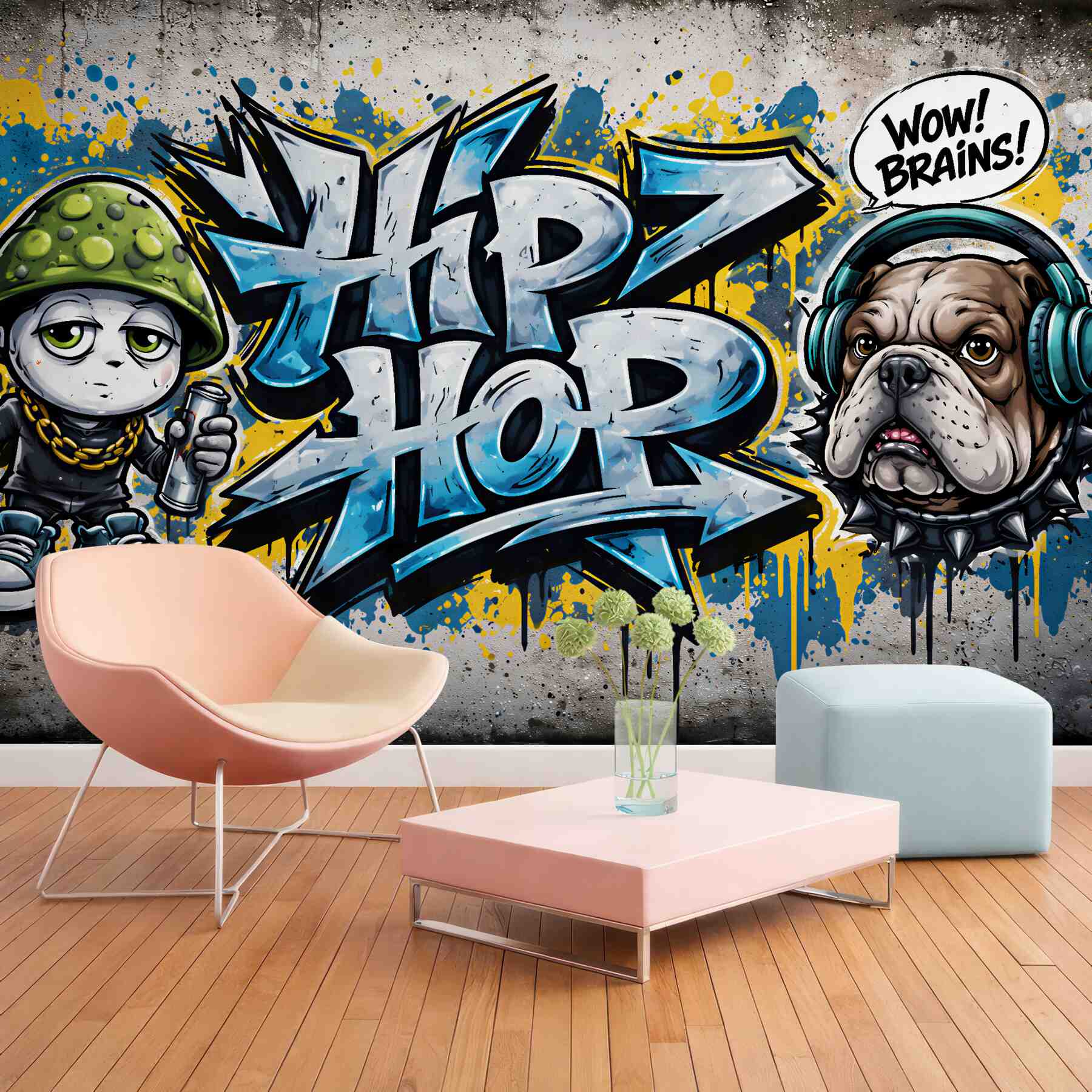 Fototapeta graffiti hip hop z buldogiem?v2345