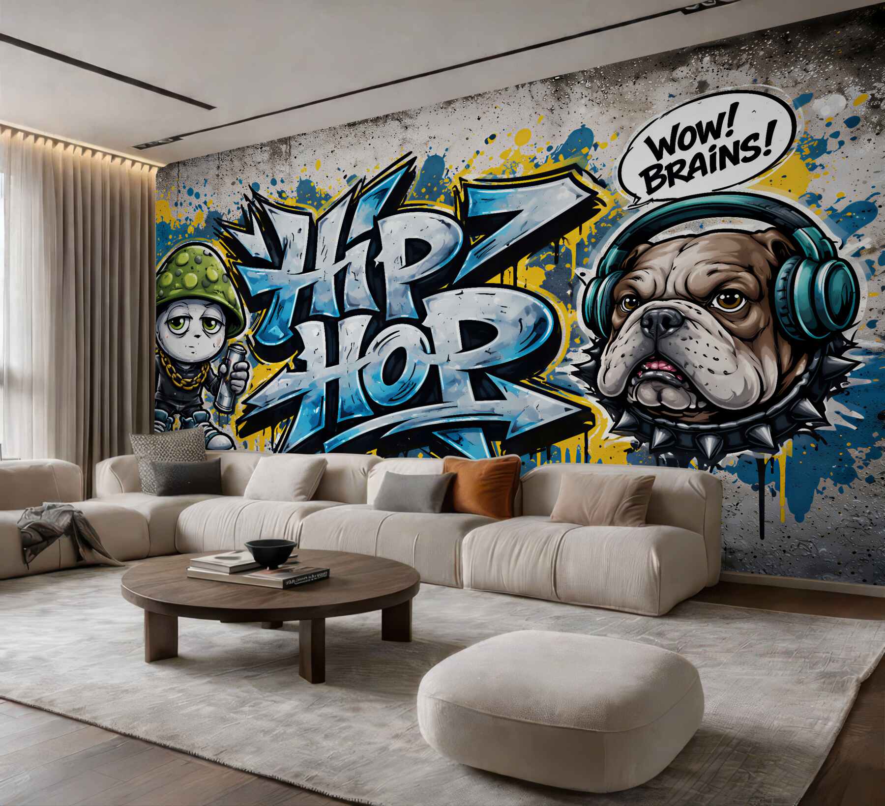 Fototapeta graffiti hip hop z buldogiem?v2345